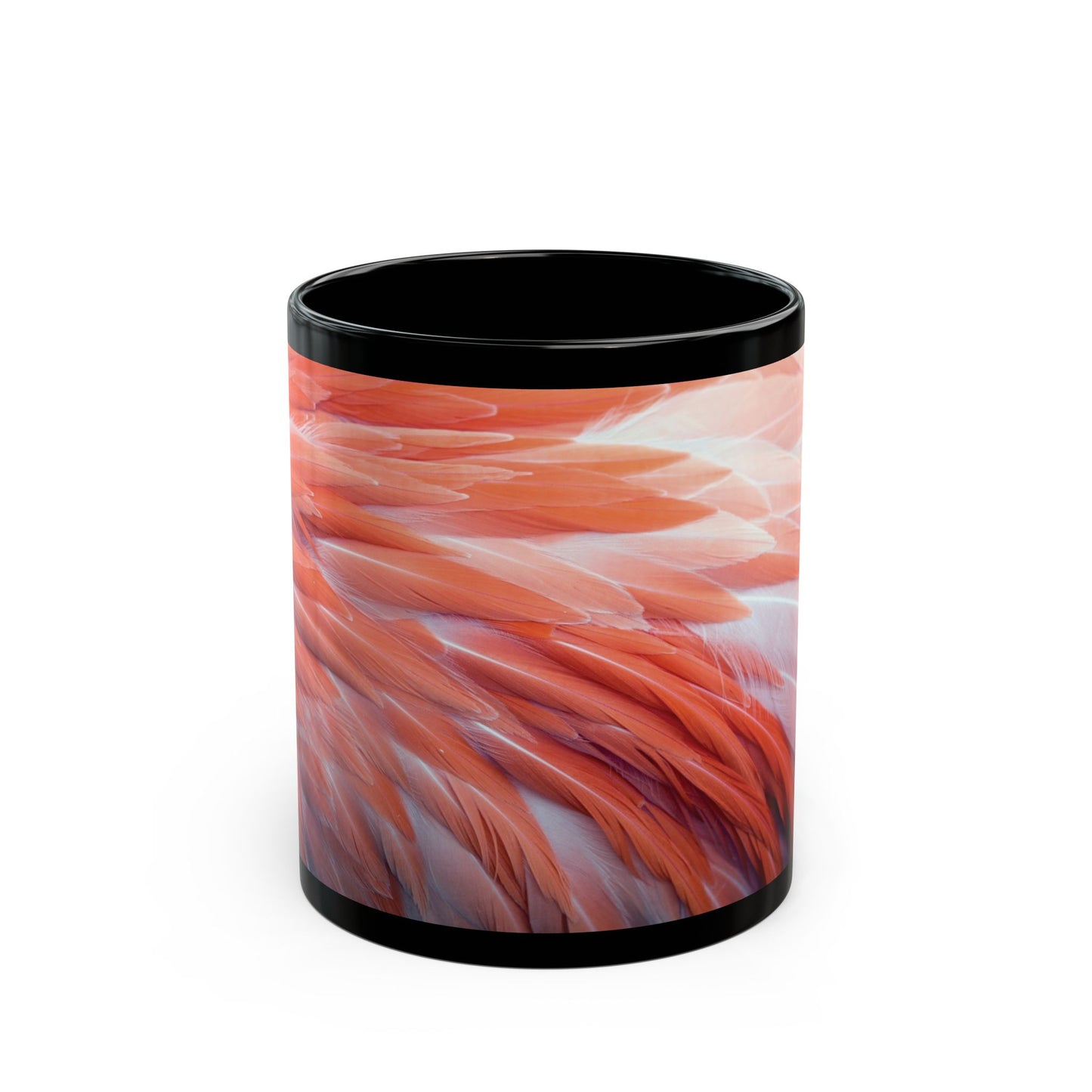 Black Mug (11oz, 15oz), Real Flamingo Feathers