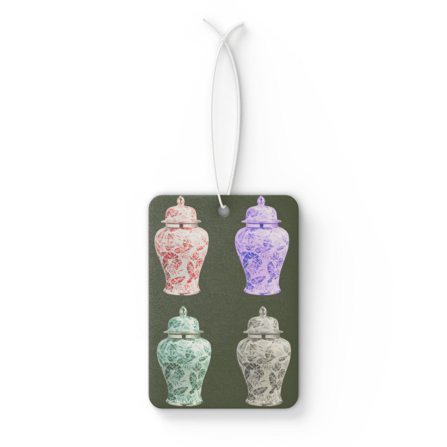 Car Air Freshener - Pop Art Tropical Ginger Jars, Black