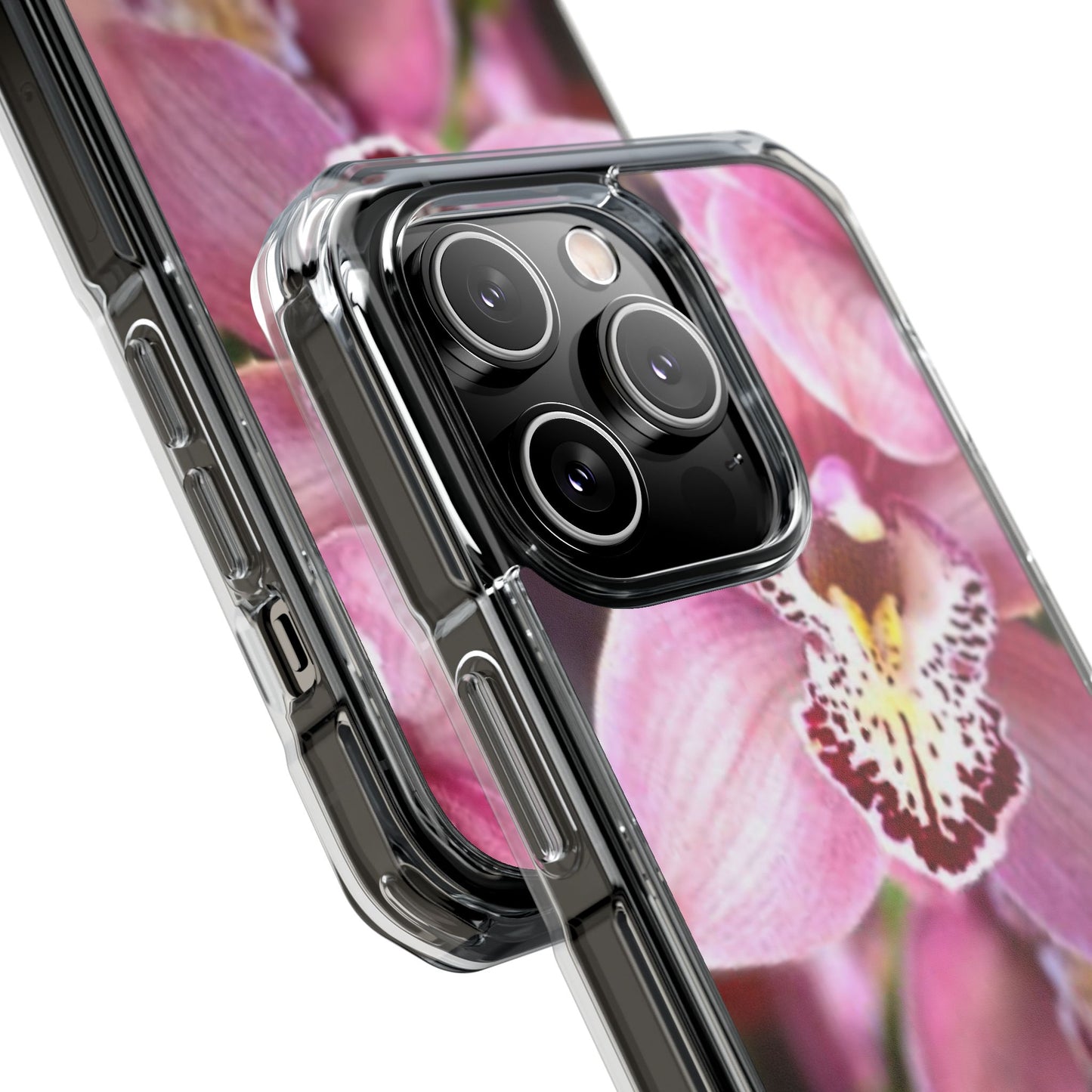 Pink Orchid/Photo Magnetic Clear Phone Case, Many Models