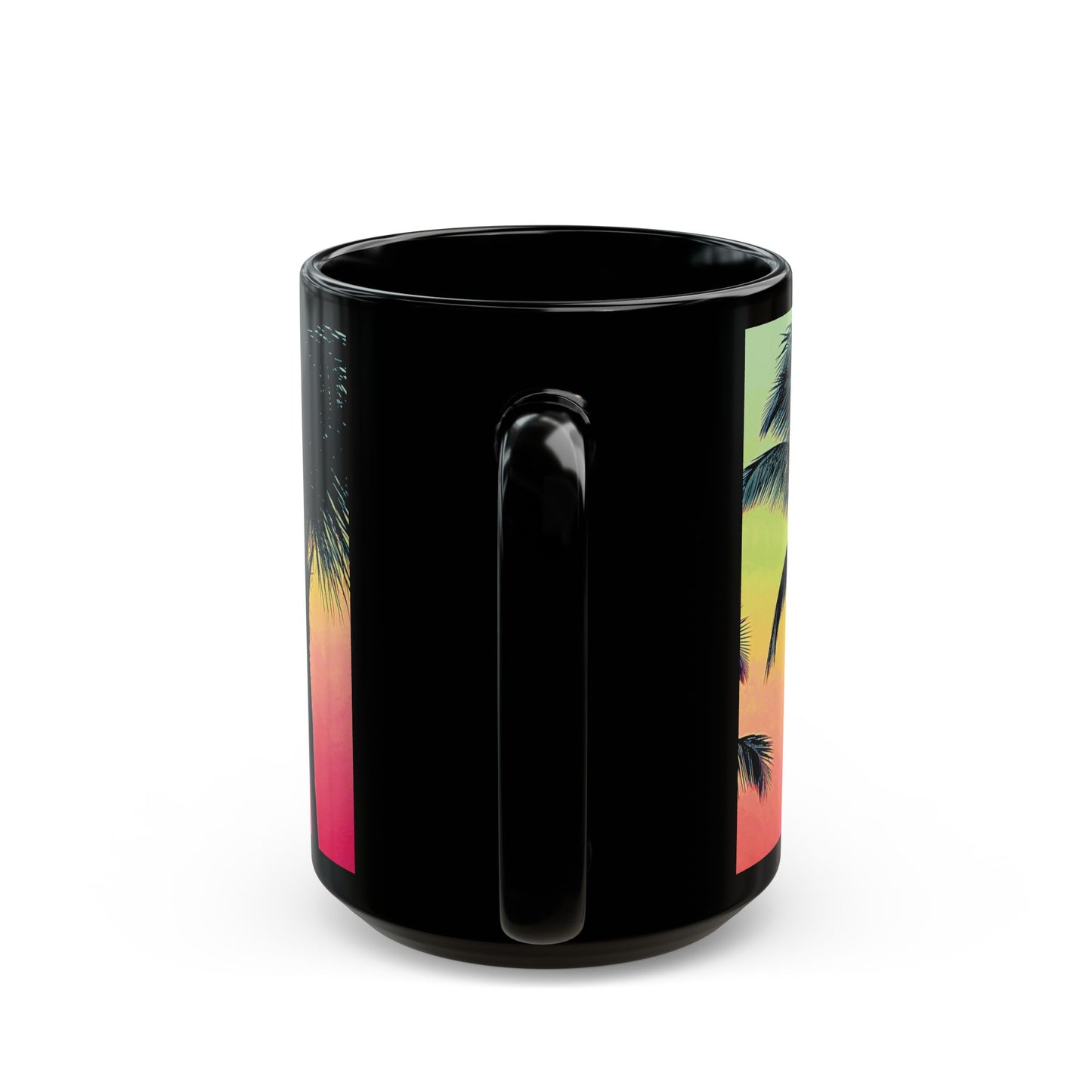 Black Coffee Mug - Palm Glow, Sangria