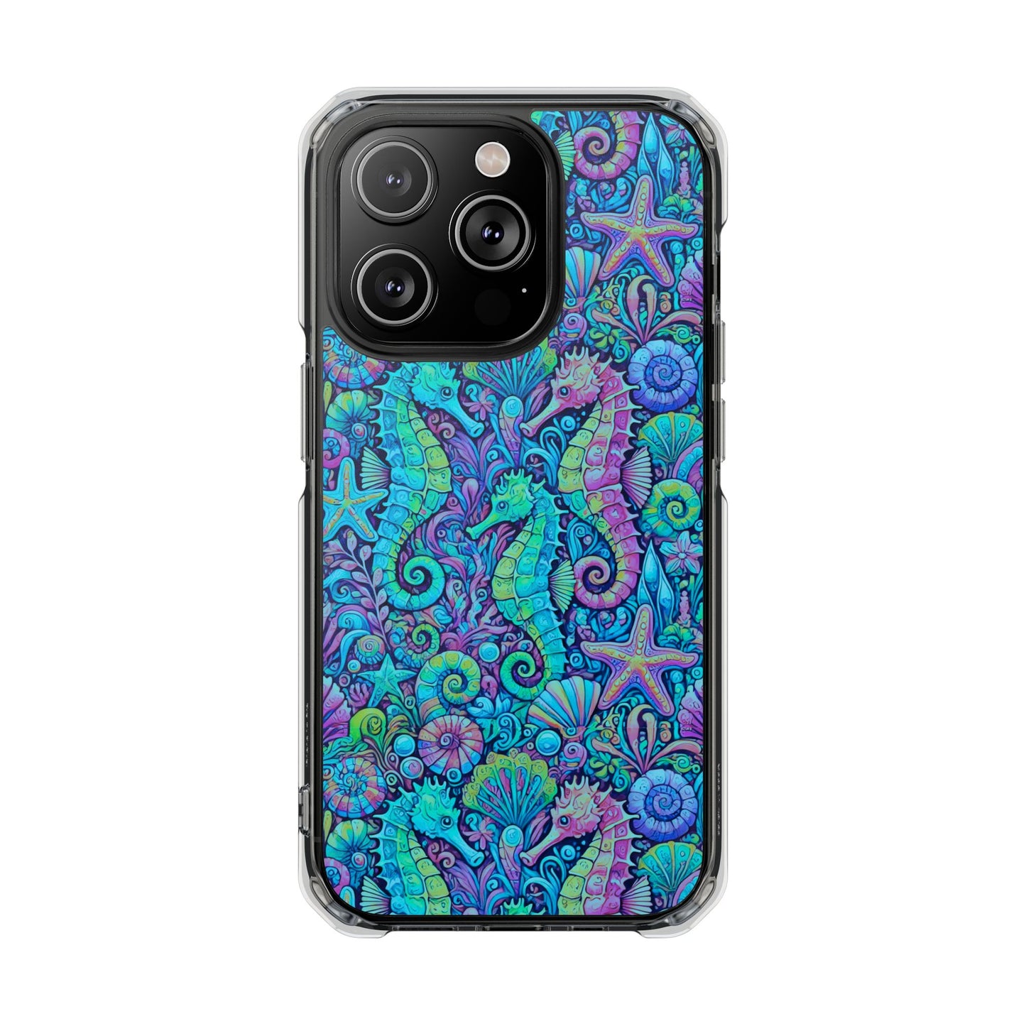 Seahorses/Turquoise POP Magnetic Clear Phone Case, Many Models