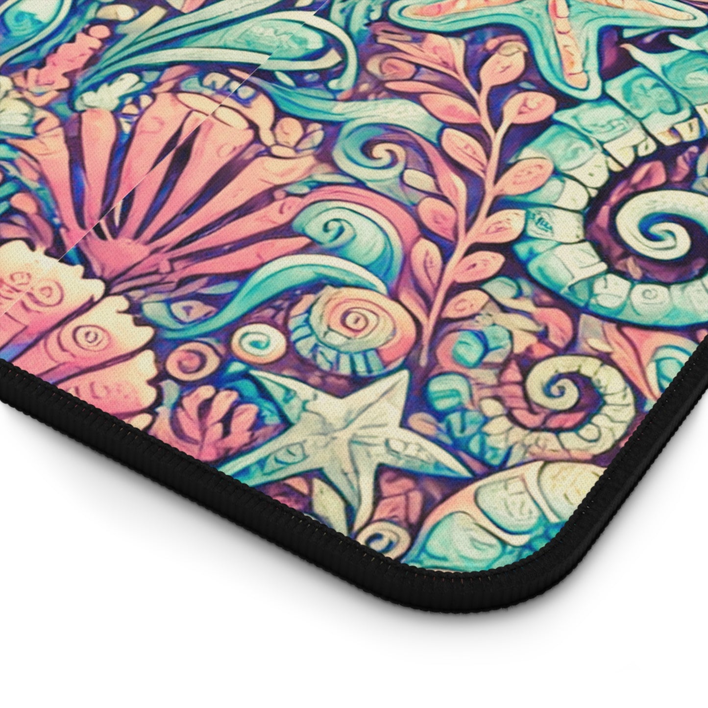 Tropical Mouse Pad/Desk Mat, 3 Sizes - Perfect for Home Office / Seahorses, Retro