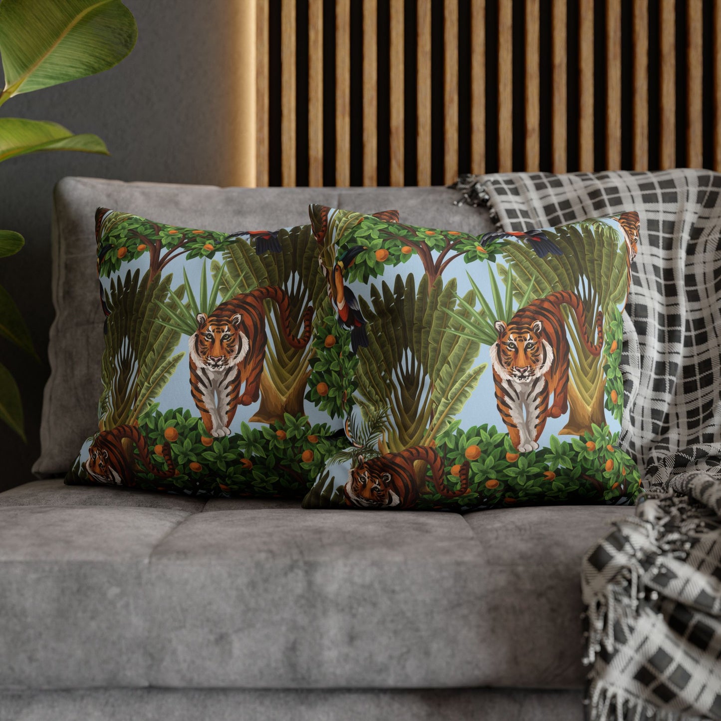 Faux Suede Square Pillowcase - Tiger Haven Blue