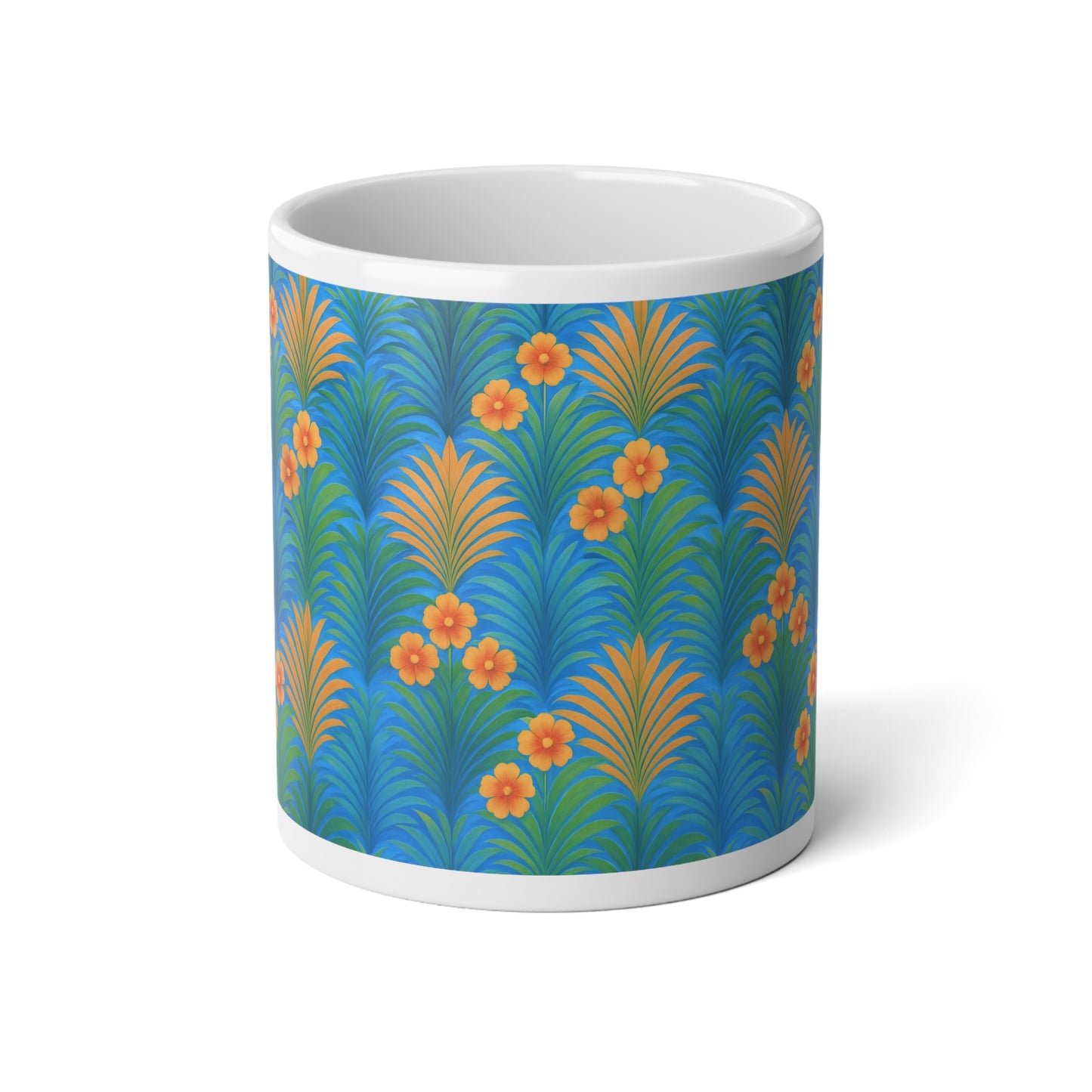 Jumbo Mug, 20oz, Sunrise Palms Blue | Tropical Coffee Cup
