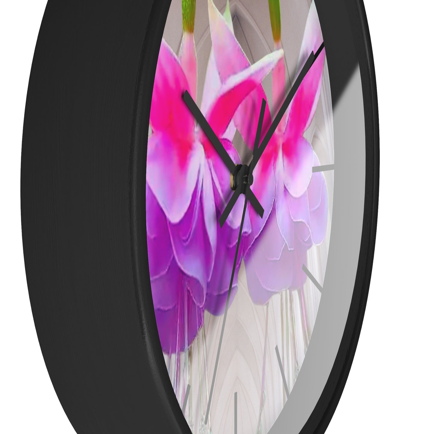 Wall Clock, Two Pink Fuchsias / Gothic, Hands/Base Variants