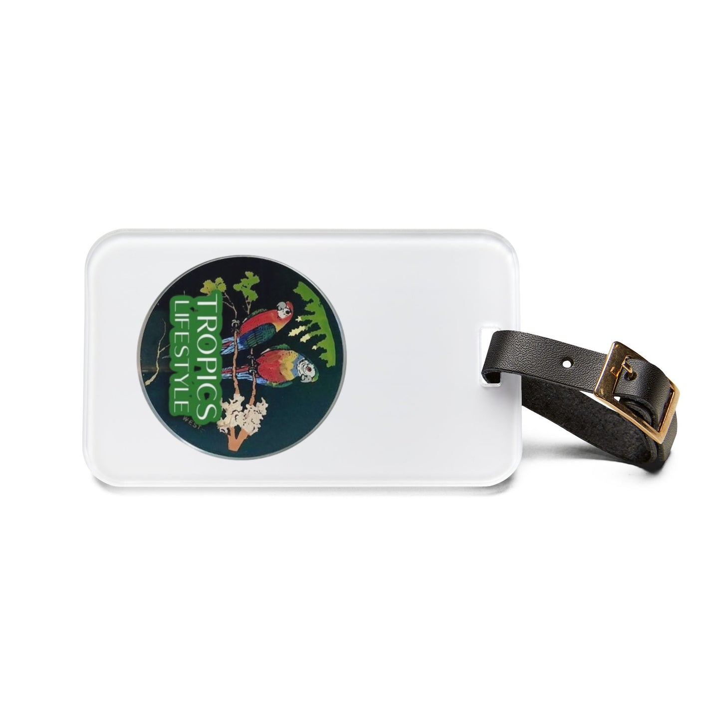 Luggage Tag - Two Brazilian Parrots, white