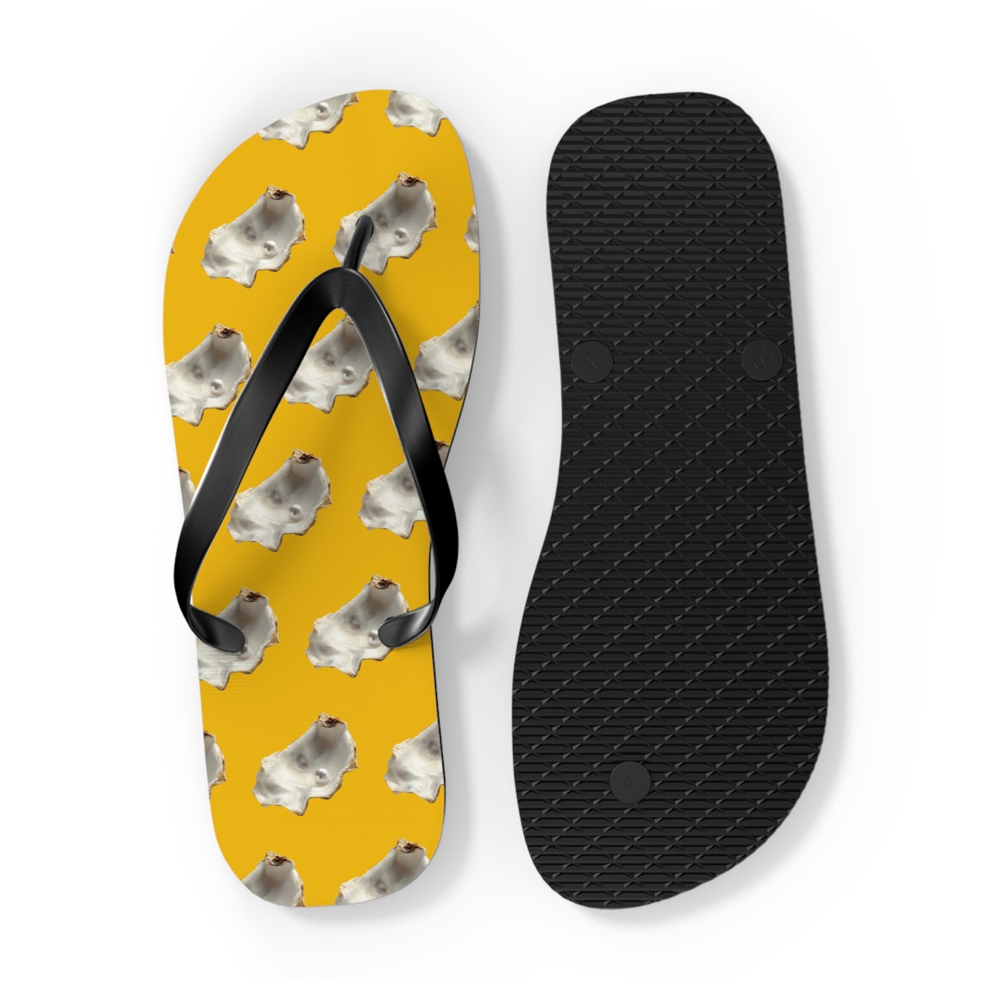 Flip Flops - White Pearl Oyster, yellow