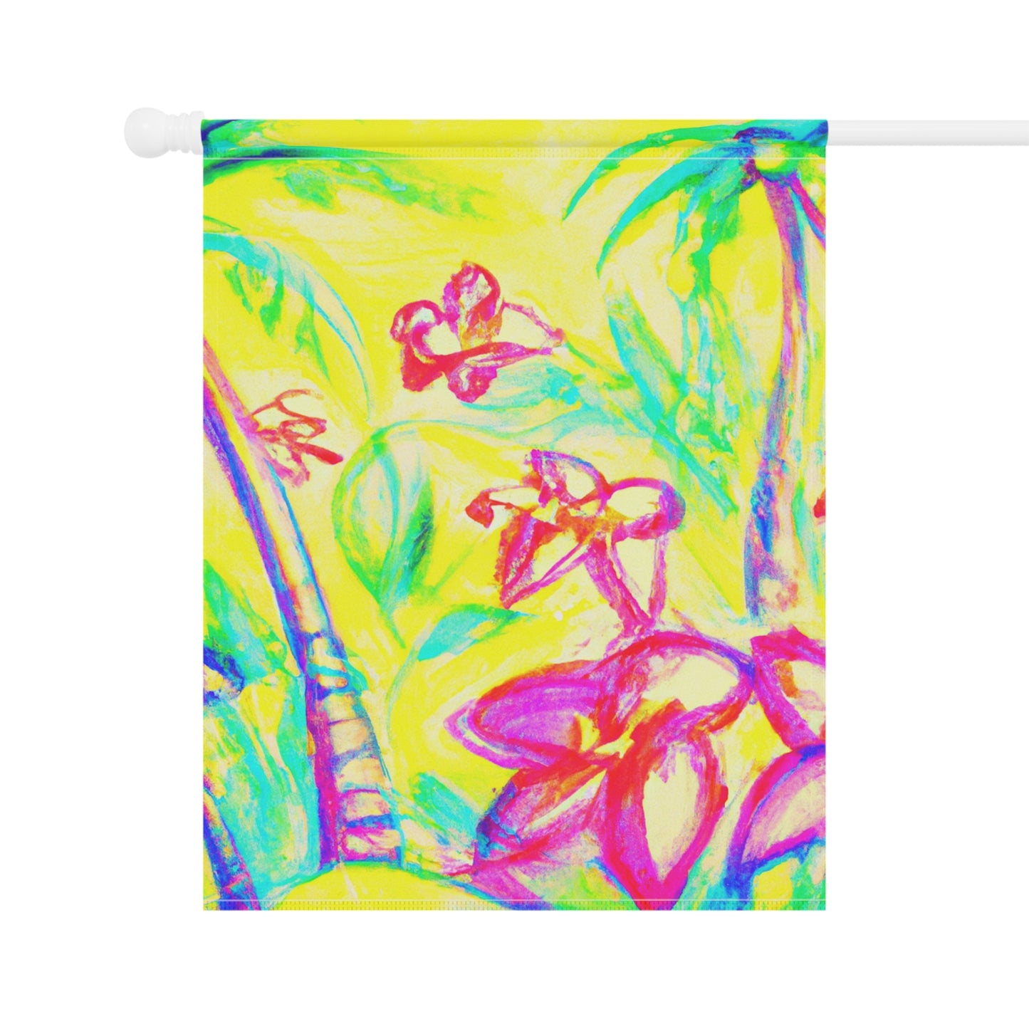 Tropical Garden Flag - Perfect for Outdoor Decor / Beach Tropical Doodles, Yellow