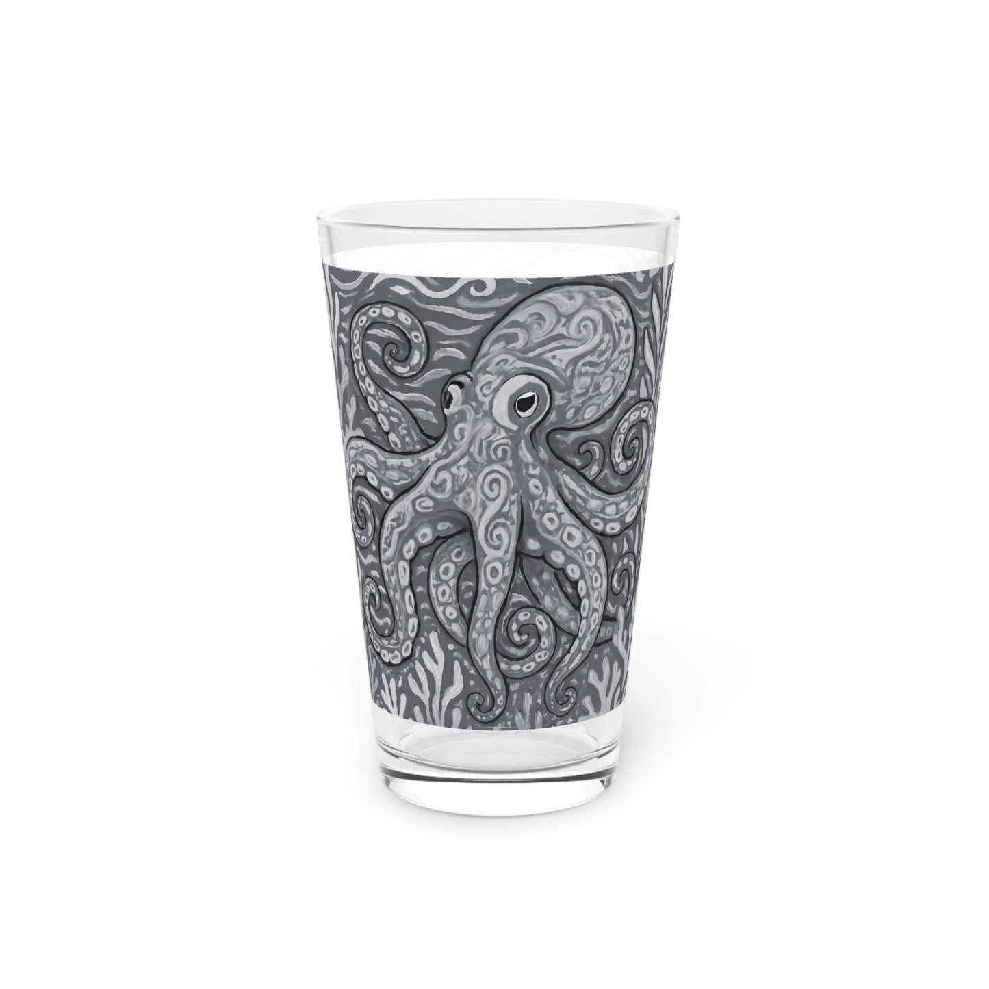 Pint Glass, 16oz - Octopus Kraken Joe, Noir
