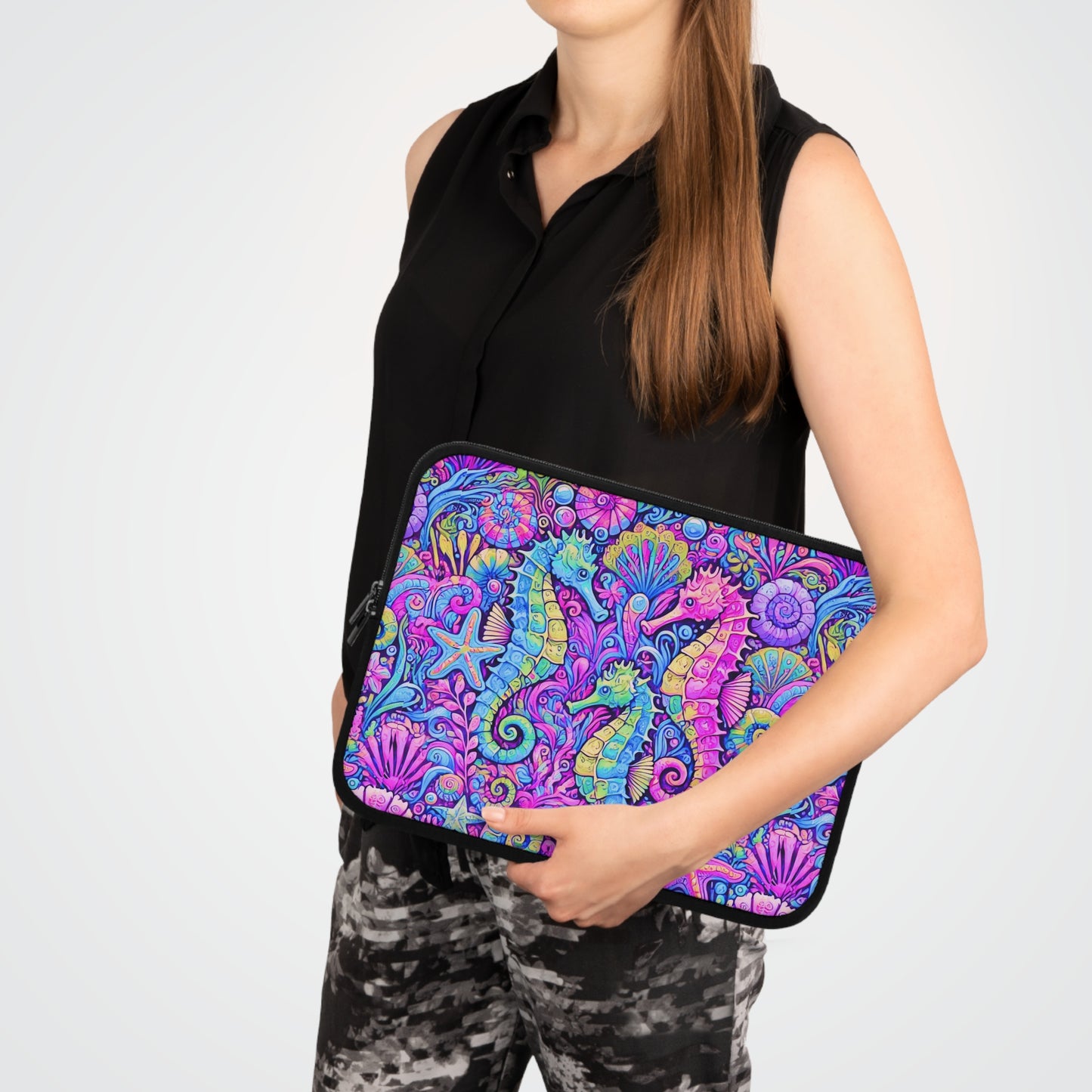Tropical Laptop Sleeve, 5 Sizes - Perfect for Beach Lovers & Students / Seahorses, Fantasy POP