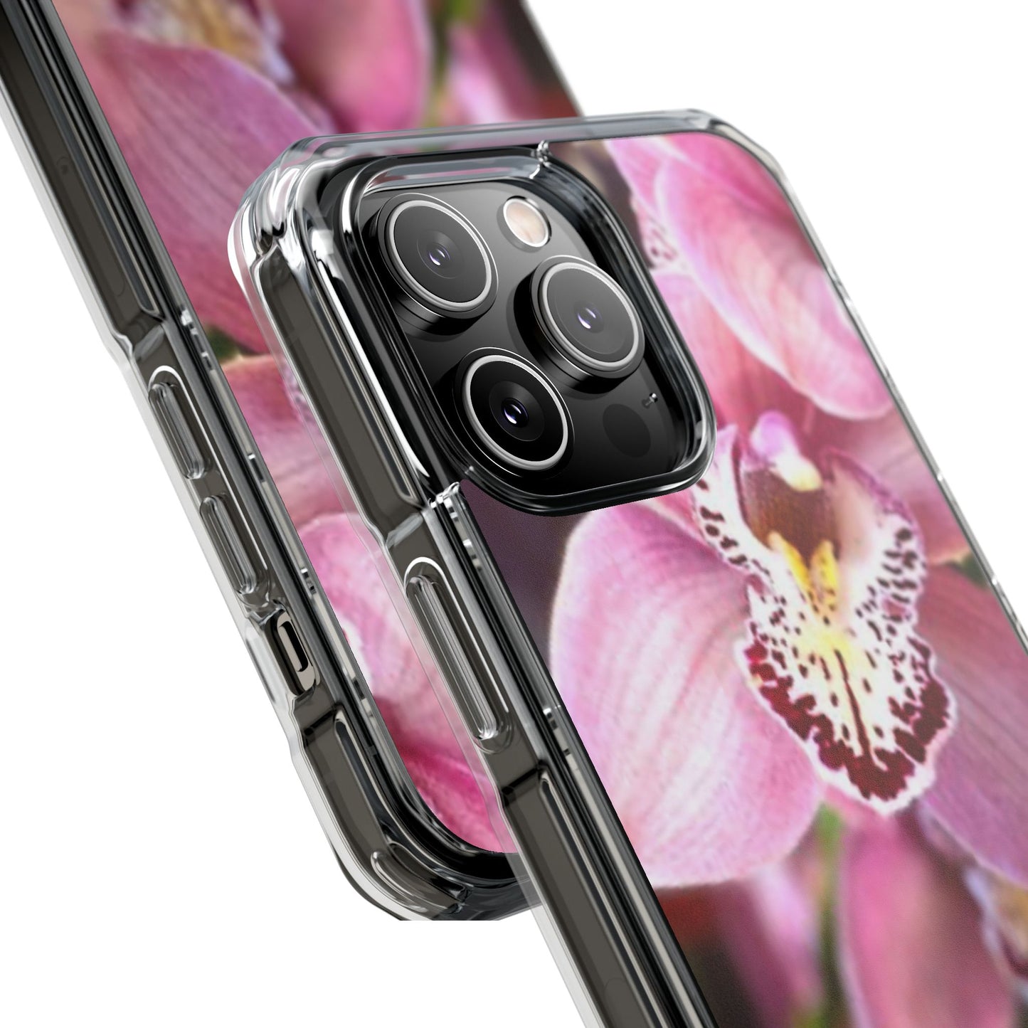 Pink Orchid/Photo Magnetic Clear Phone Case, Many Models