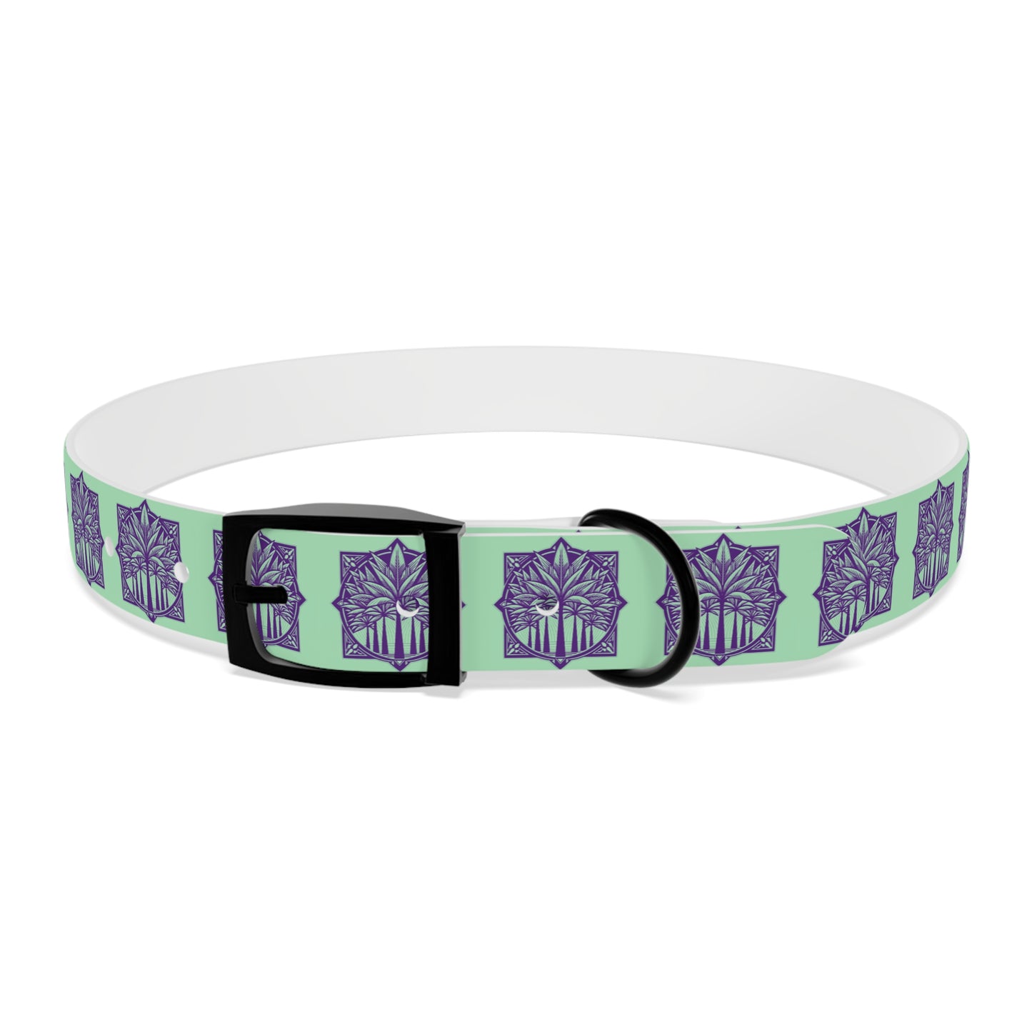 Dog Collar - Deco Palm Trees, Mint Green