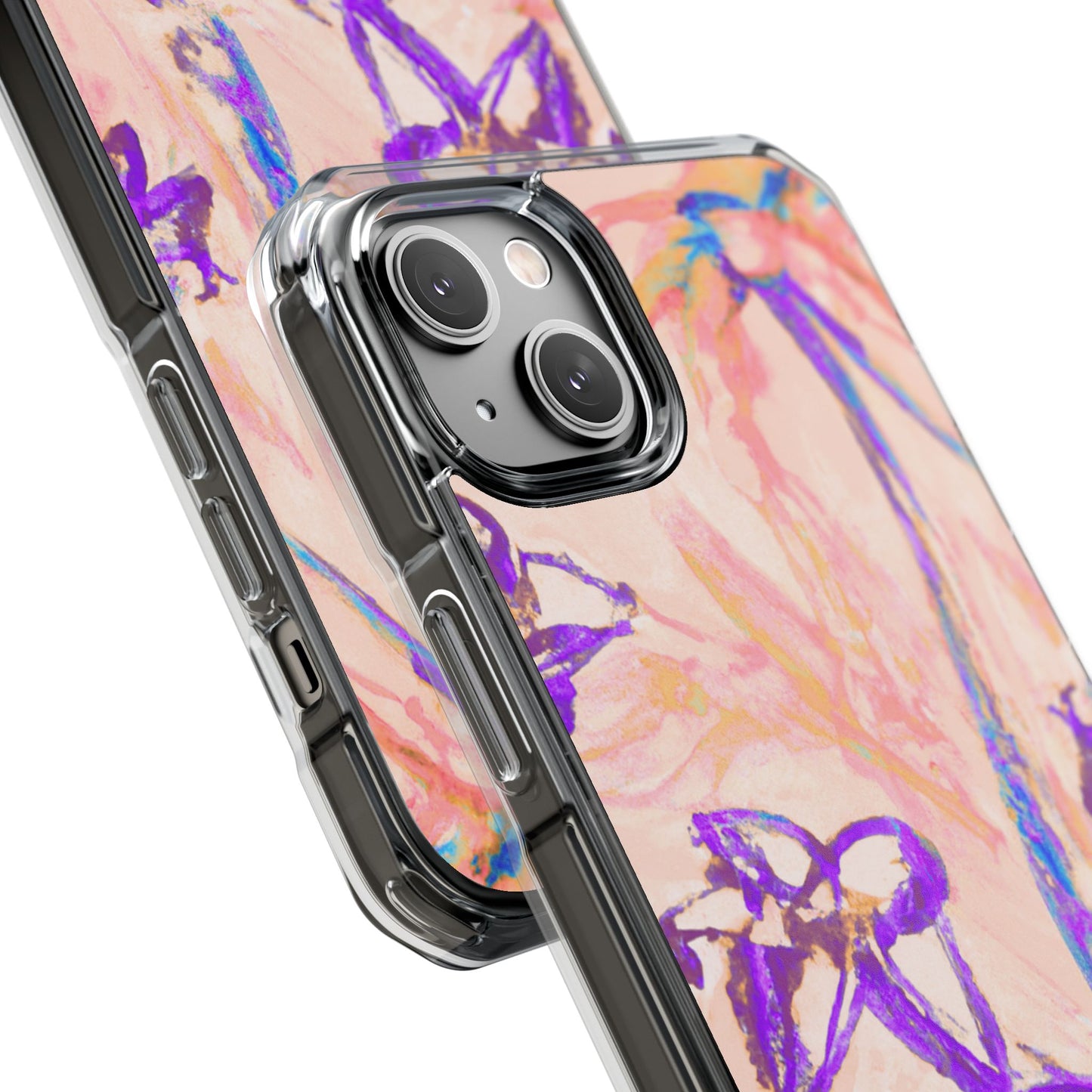 Tropical Doodles/Peach Magnetic Clear Phone Case, Many Models
