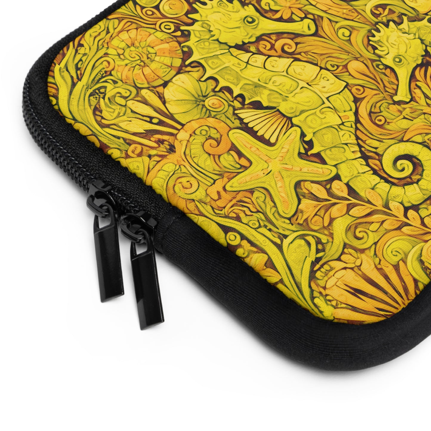 Tropical Laptop Sleeve, 5 Sizes - Perfect for Beach Lovers & Students / Seahorses, Yellow