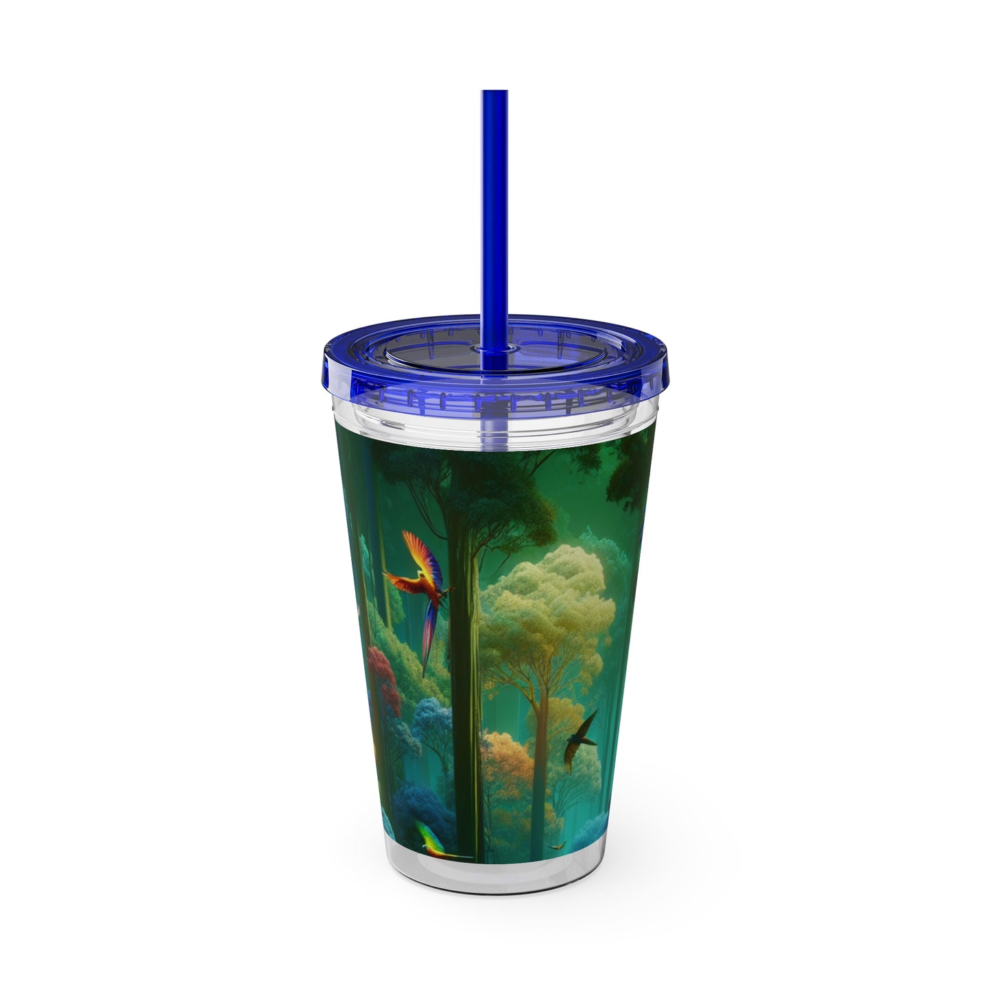 Tropical Tumbler with Straw | 16oz Colorful Travel Cup / Flight School
