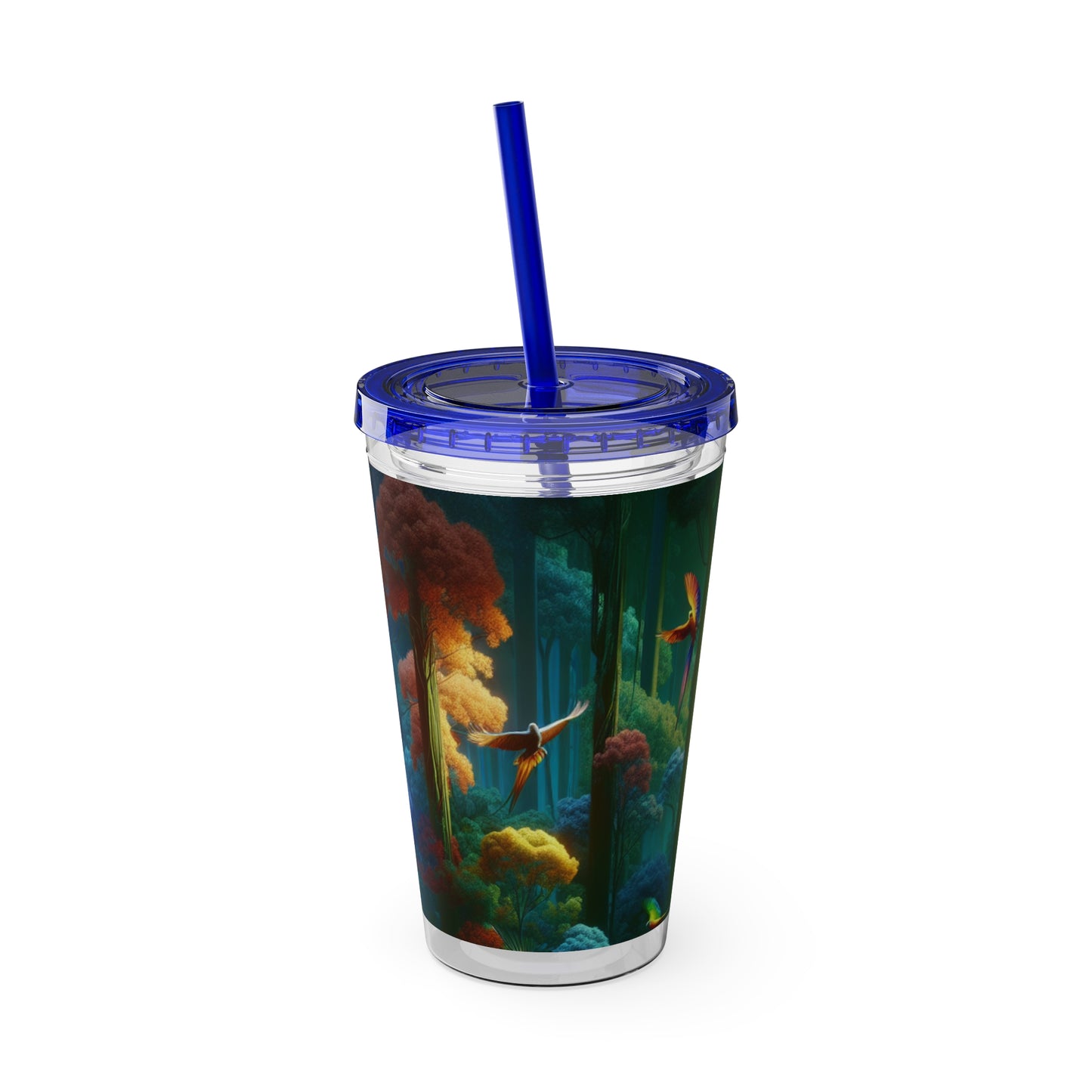 Tropical Tumbler with Straw | 16oz Colorful Travel Cup / Flight School