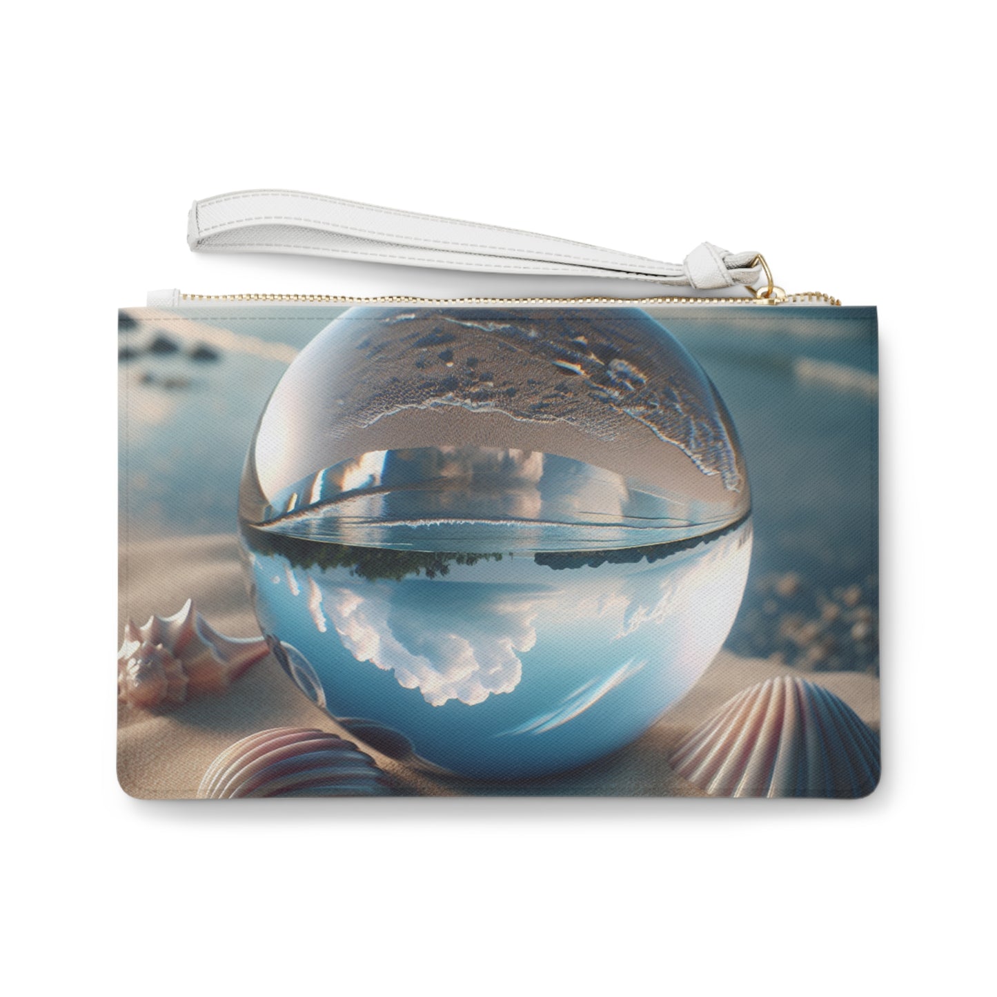 Tropical Faux Leather Clutch Bag - Perfect for Beach Adventures & Summer Vacations / Beach Illusion Ball, Shells
