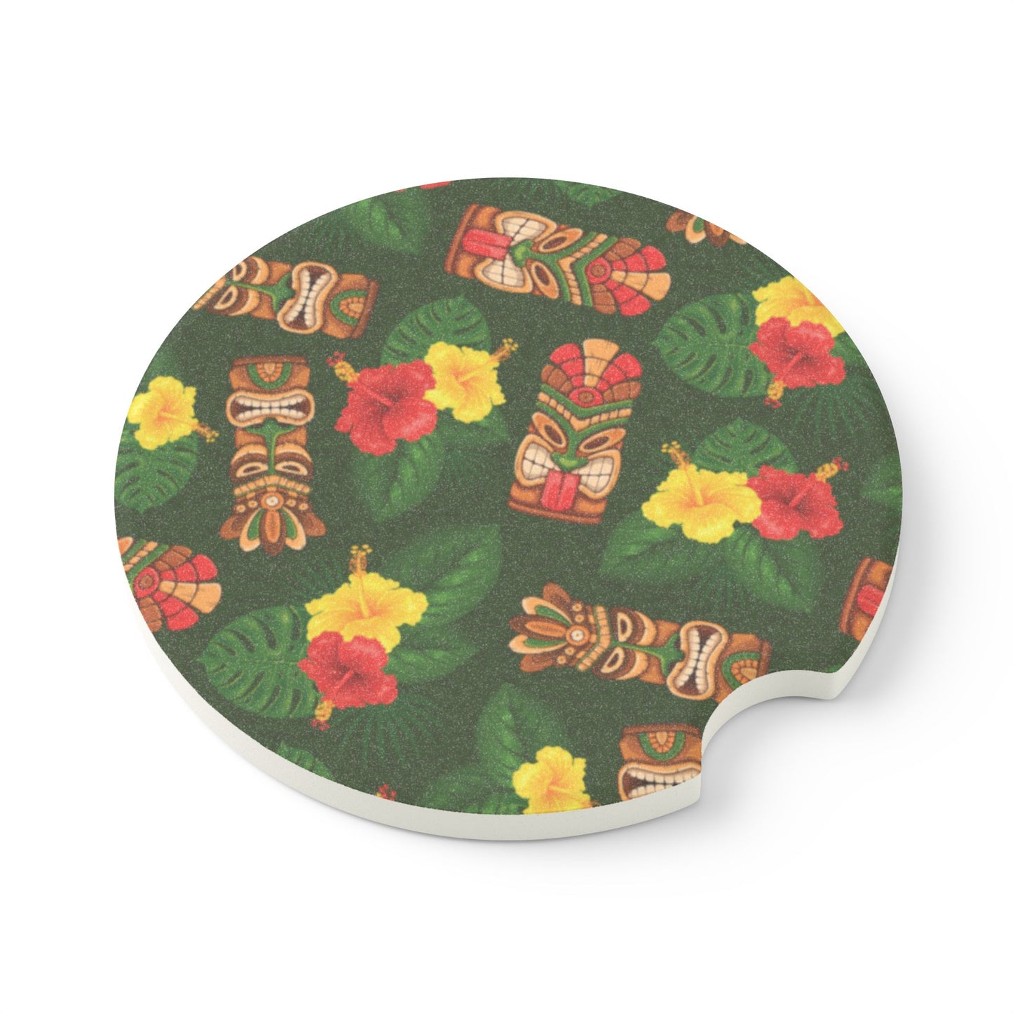 Soapstone Car Coaster - Tiki Hibiscus Garden