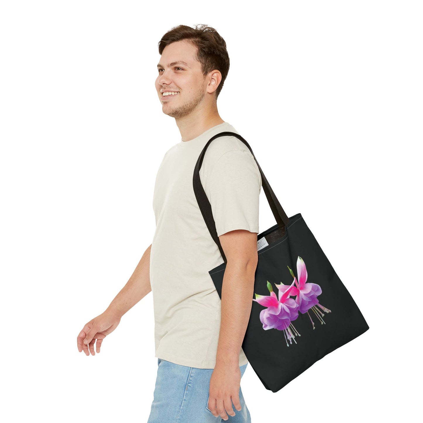 Tropical Real Two Fuchsias/Black Tote Bag - 3 Sizes