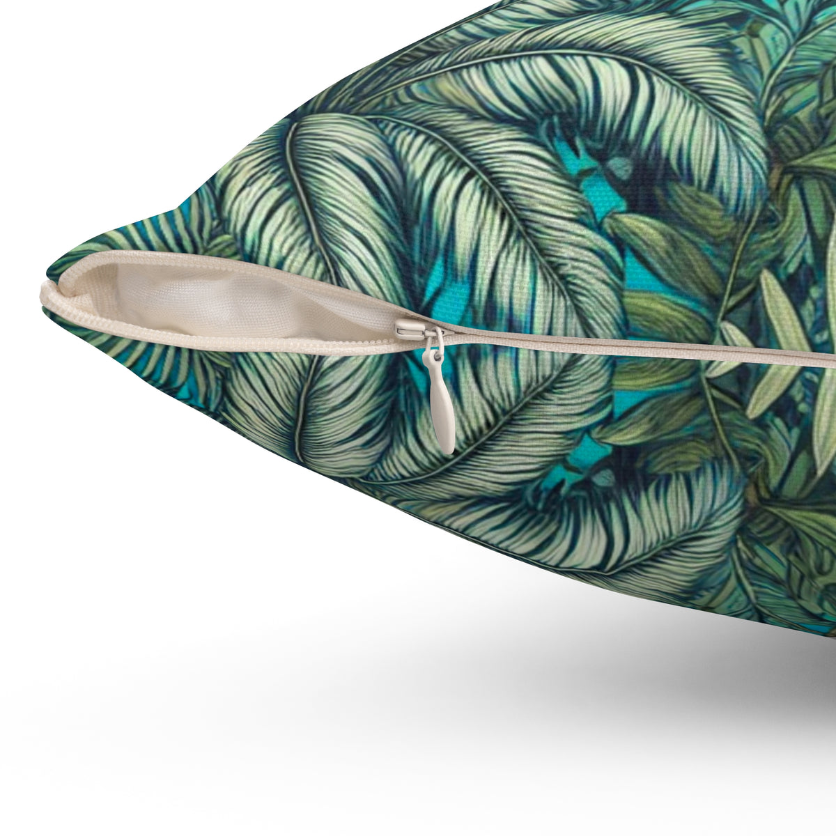 Tropical Pillow, 4 sizes - Colorful Spun Polyester Square Cushion / Tropical Fruit, Turquoise