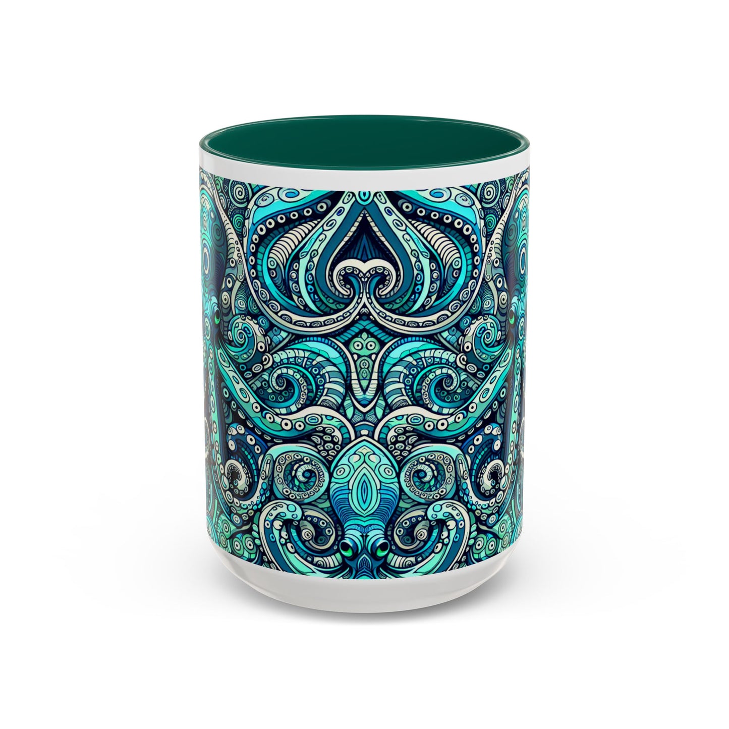 Accent Color Coffee Mug, Many Colors - 11oz & 15oz / Aqua Octopus