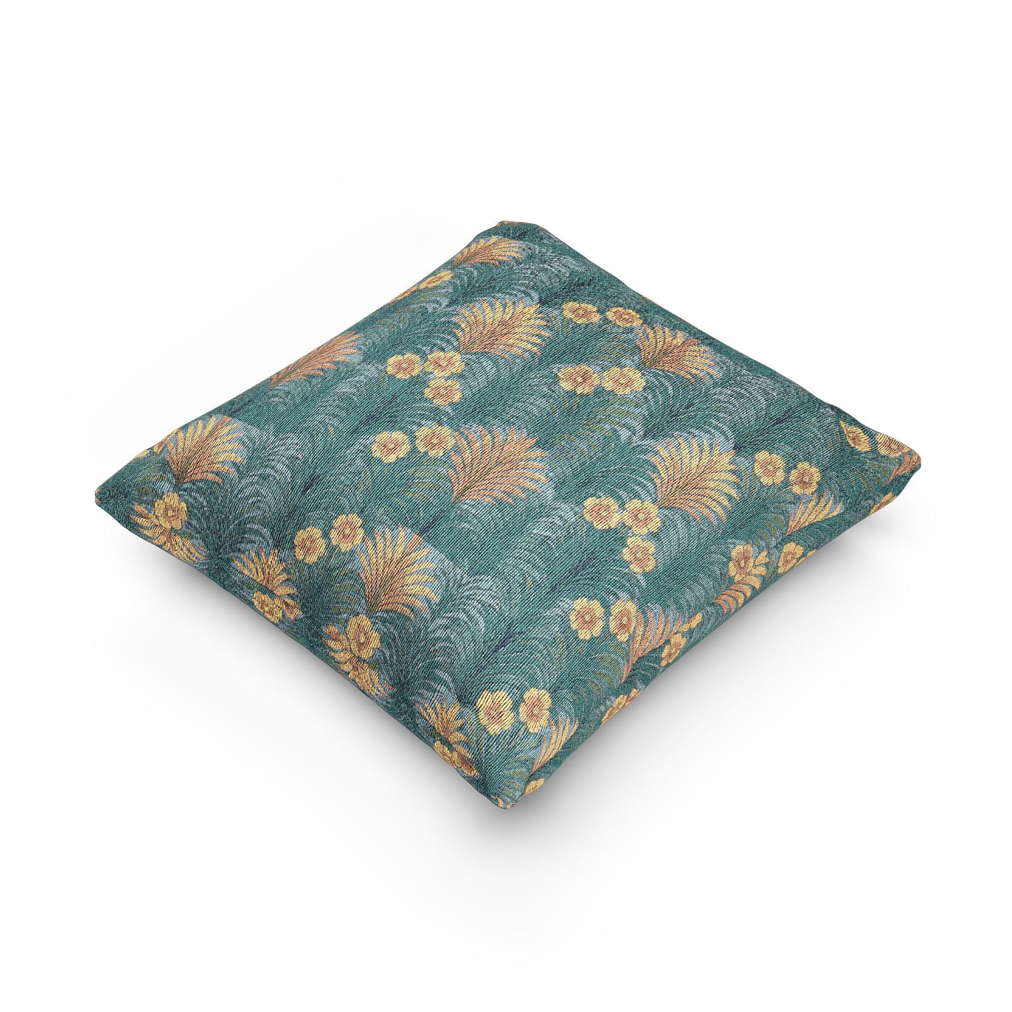 Woven Pillow, 17"W x 18"L ~ Sunrise Palms, Blue