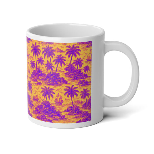 Jumbo Mug, 20oz, Faraway Toile, Pop | Tropical Coffee Cup