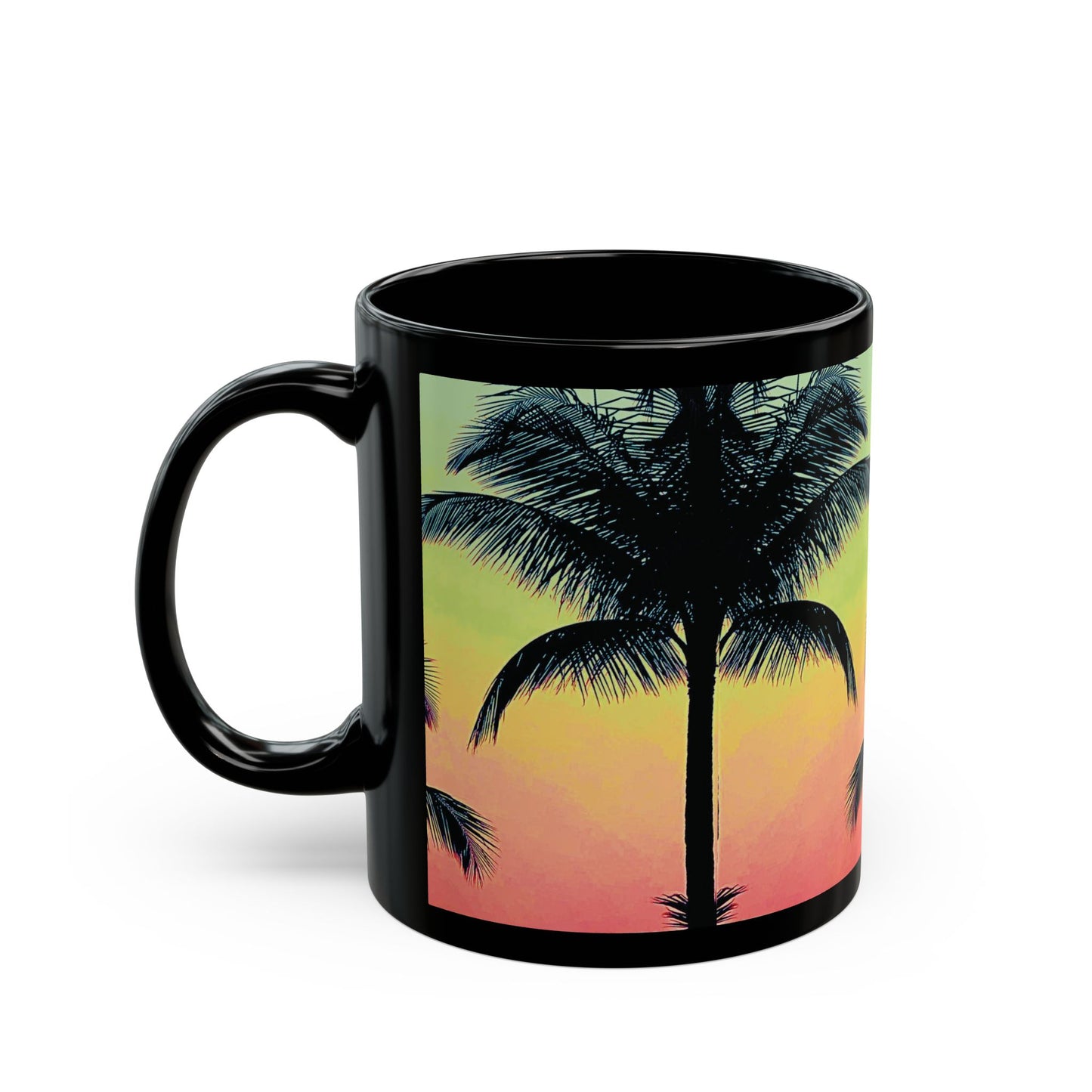 Black Coffee Mug - Palm Glow, Sangria