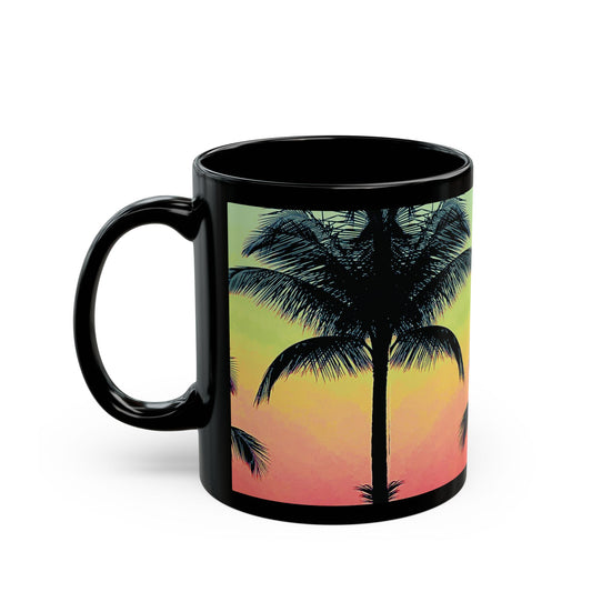 Black Coffee Mug - Palm Glow, Sangria
