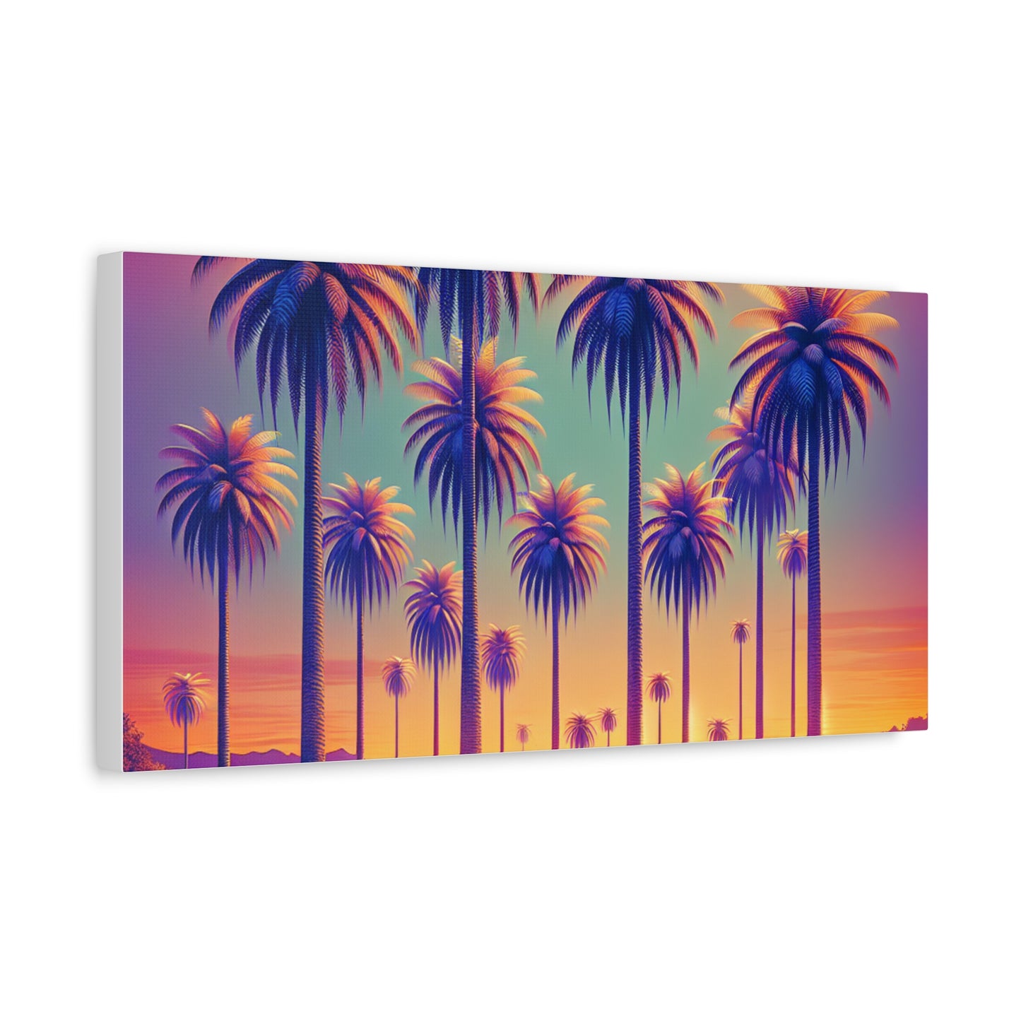 Matte Canvas, Stretched, Various Sizes / Sunset Palms