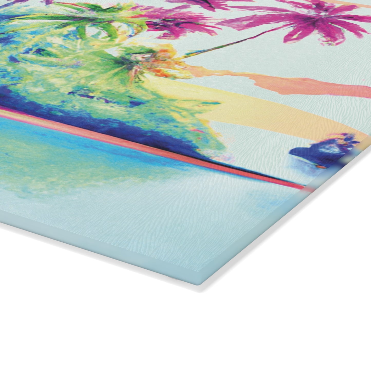 Glass Cutting Board, 2 sizes - Watercolor Beach
