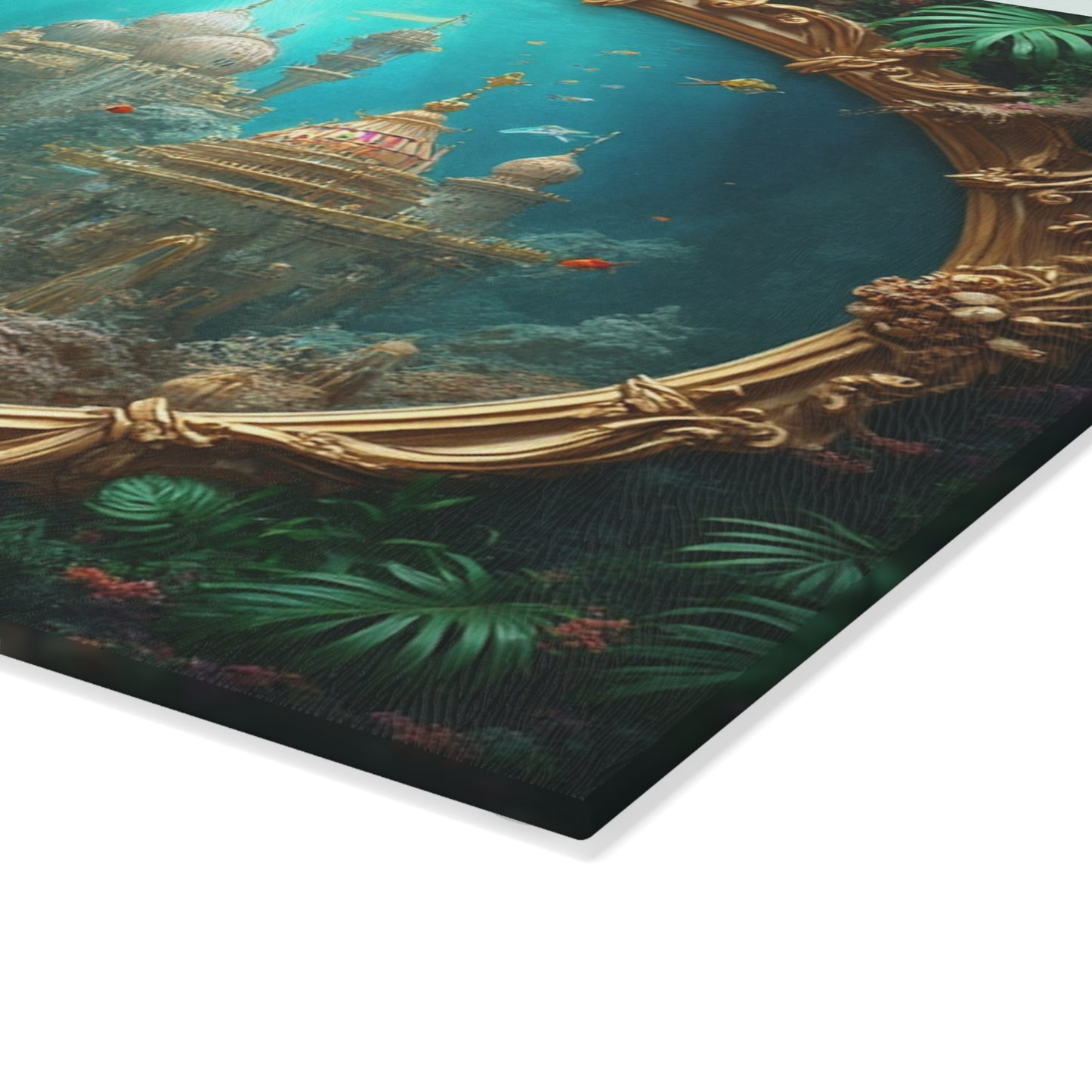 Glass Cutting Board, 2 sizes - Mermaid Palace, Aegean Sea
