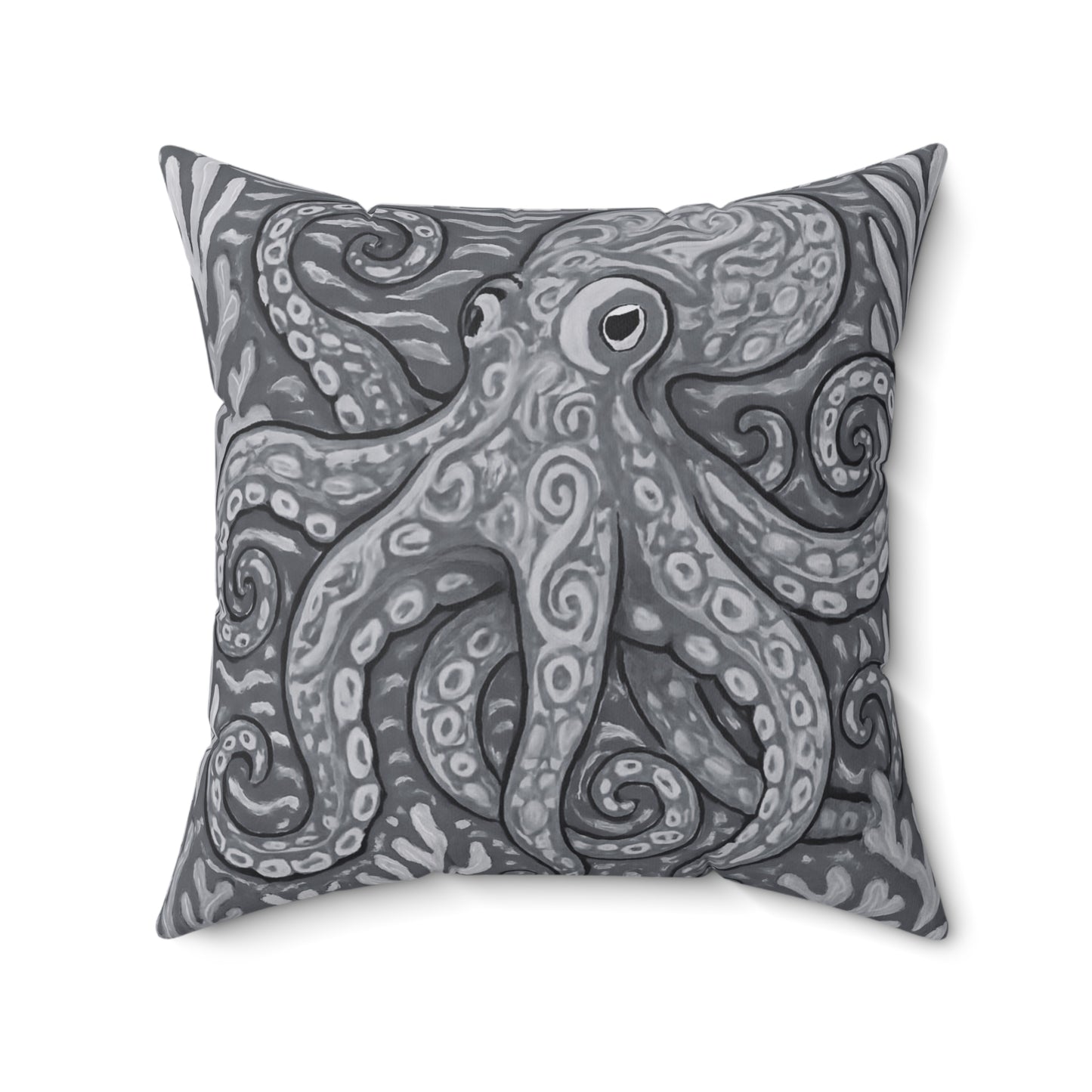 Decorative Pillow - Accent Cushion, 4 Sizes / Octopus Kraken Joe, Noir