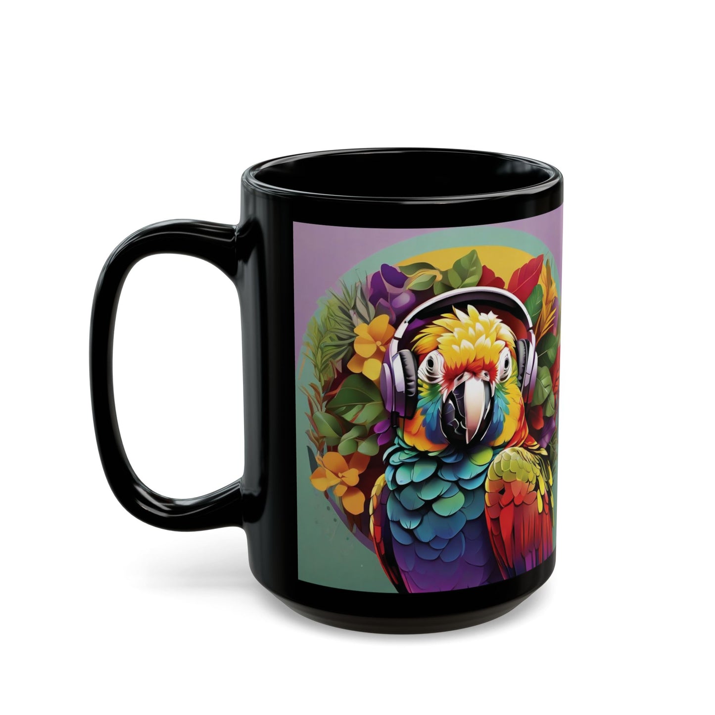 Black Coffee Mug - Rockin' Out Parrot