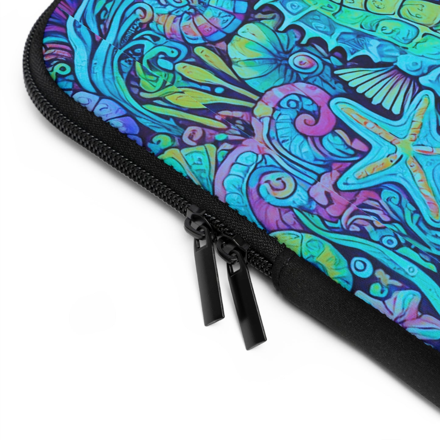 Tropical Laptop Sleeve, 5 Sizes - Perfect for Beach Lovers & Students / Seahorses, Turquoise POP