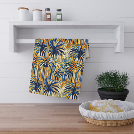 Tea Towels (cotton, poly), Stylized Blue Palms