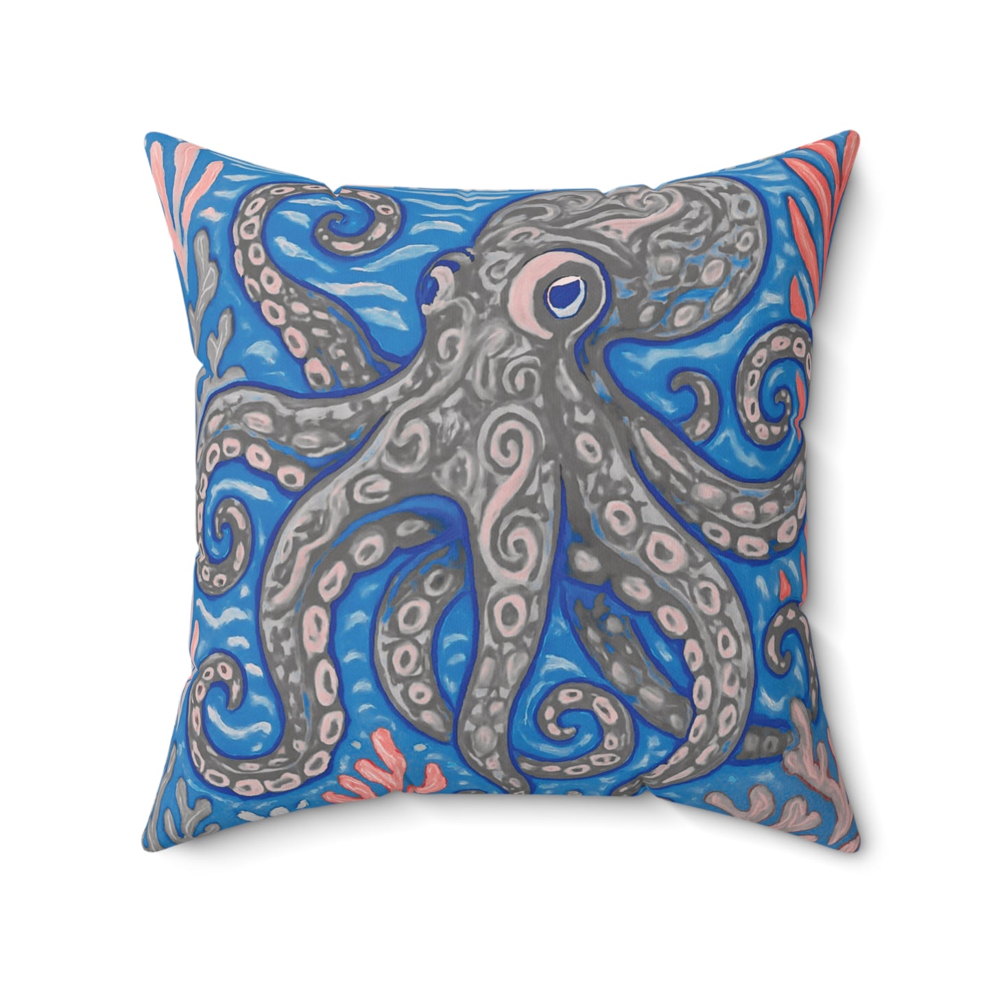 Decorative Pillow - Accent Cushion, 4 Sizes / Octopus Kraken Joe, Slate