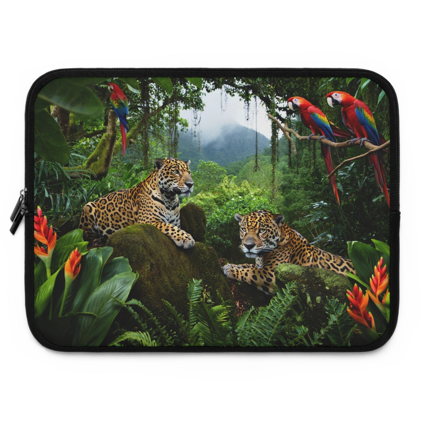 Tropical Laptop Sleeve, 5 Sizes - Perfect for Rainforest Lovers & Students / Jaguars at Rest