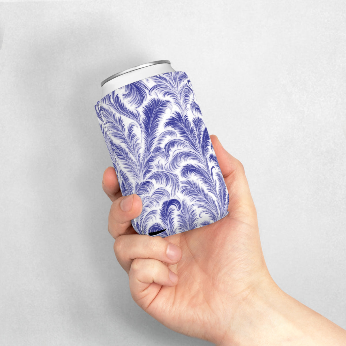 Rocco Purples/White Can Cooler Sleeve - Perfect for Outdoor Picnics