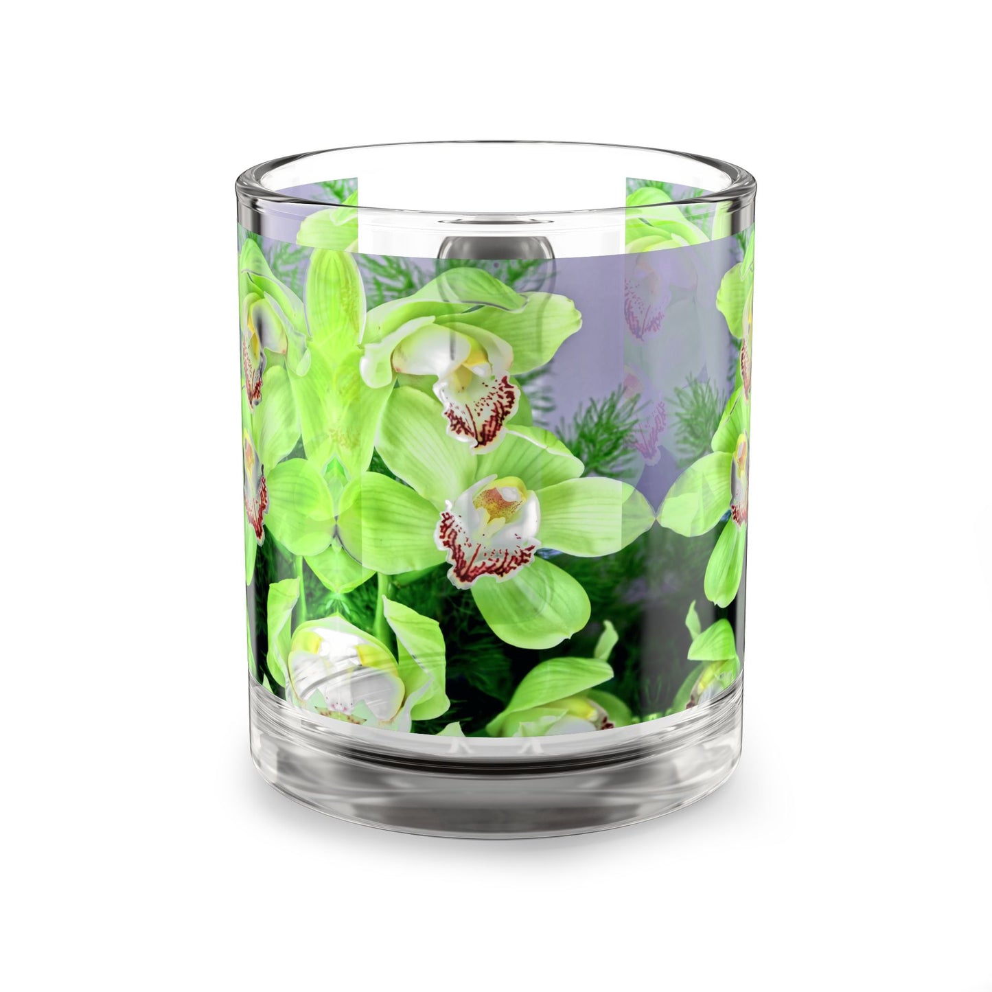 Kaleido Green Orchids Glass Mug - 10oz, Perfect for Flower Lovers