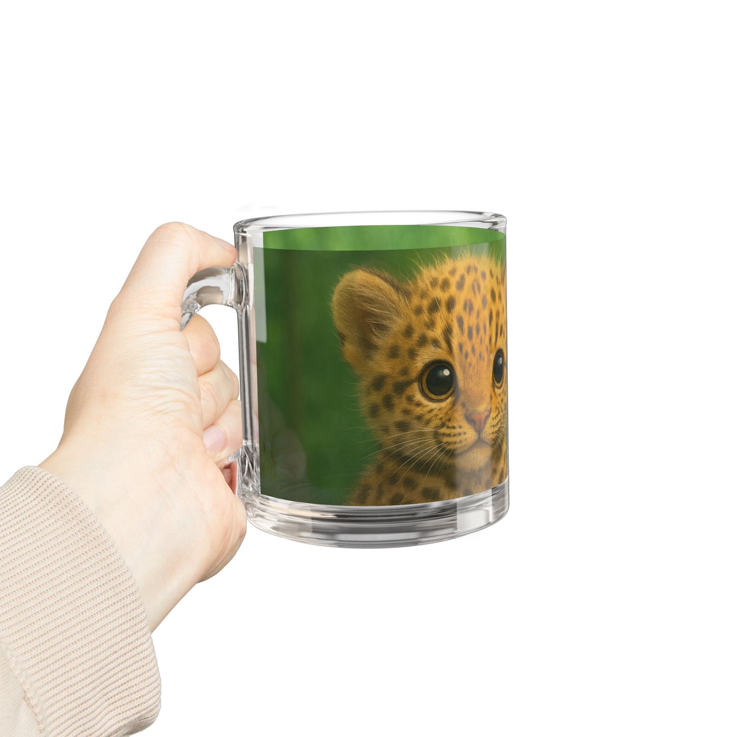 Baby Jaguars Glass Mug - 10oz, Perfect for Rainforest Lovers