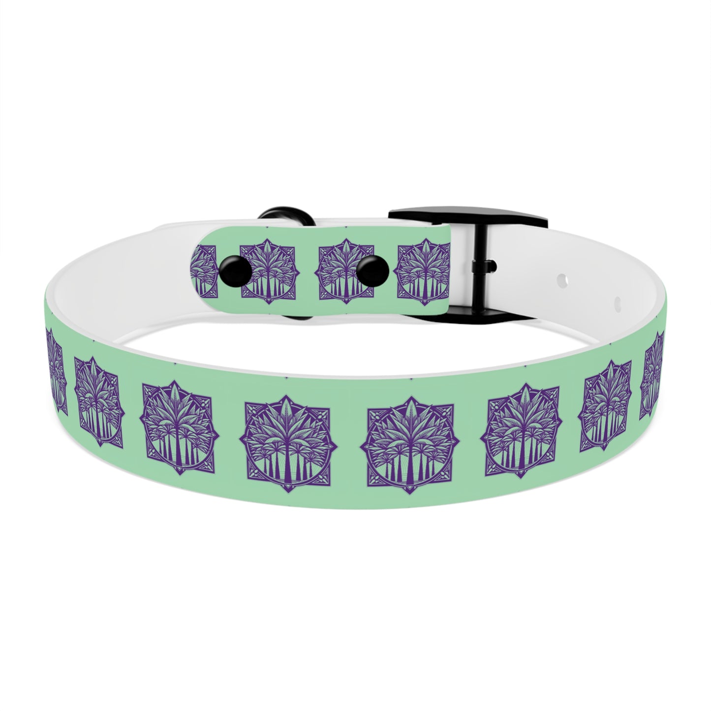 Dog Collar - Deco Palm Trees, Mint Green