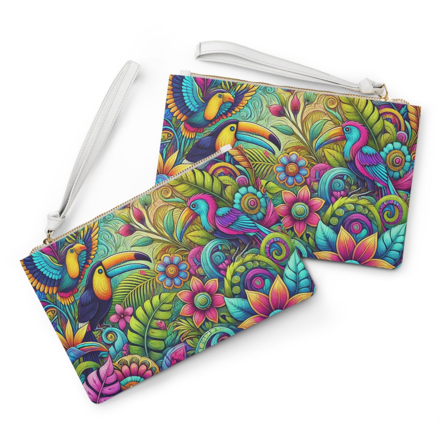 Tropical Faux Leather Clutch Bag - Perfect for Beach Adventures & Summer Vacations / Rainforest Music