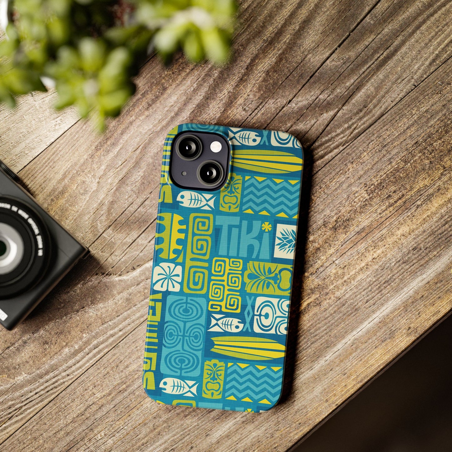 Slim Phone Cases - Tiki Poster Blue