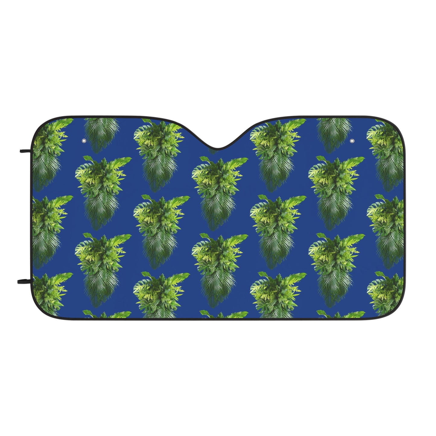 Tropical Car Sun Shades / Palm Fronds Cascade, dark blue