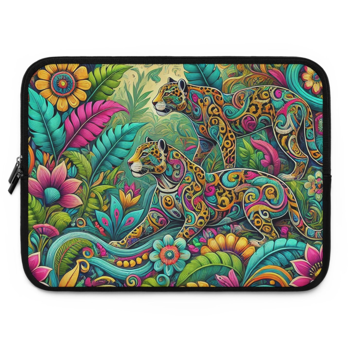 Tropical Laptop Sleeve, 5 Sizes - Perfect for Rainforest Lovers & Students / Jaguar Pop