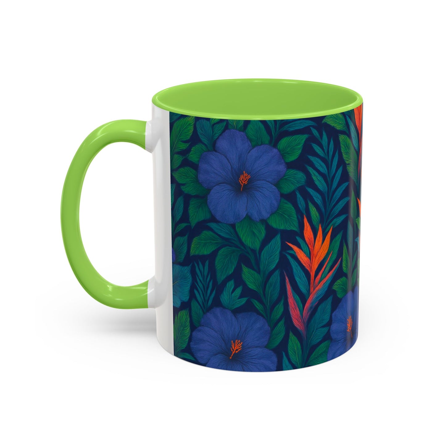 Vibrant Floral Coffee Mug - 11oz & 15oz / Midnight Flower Coral