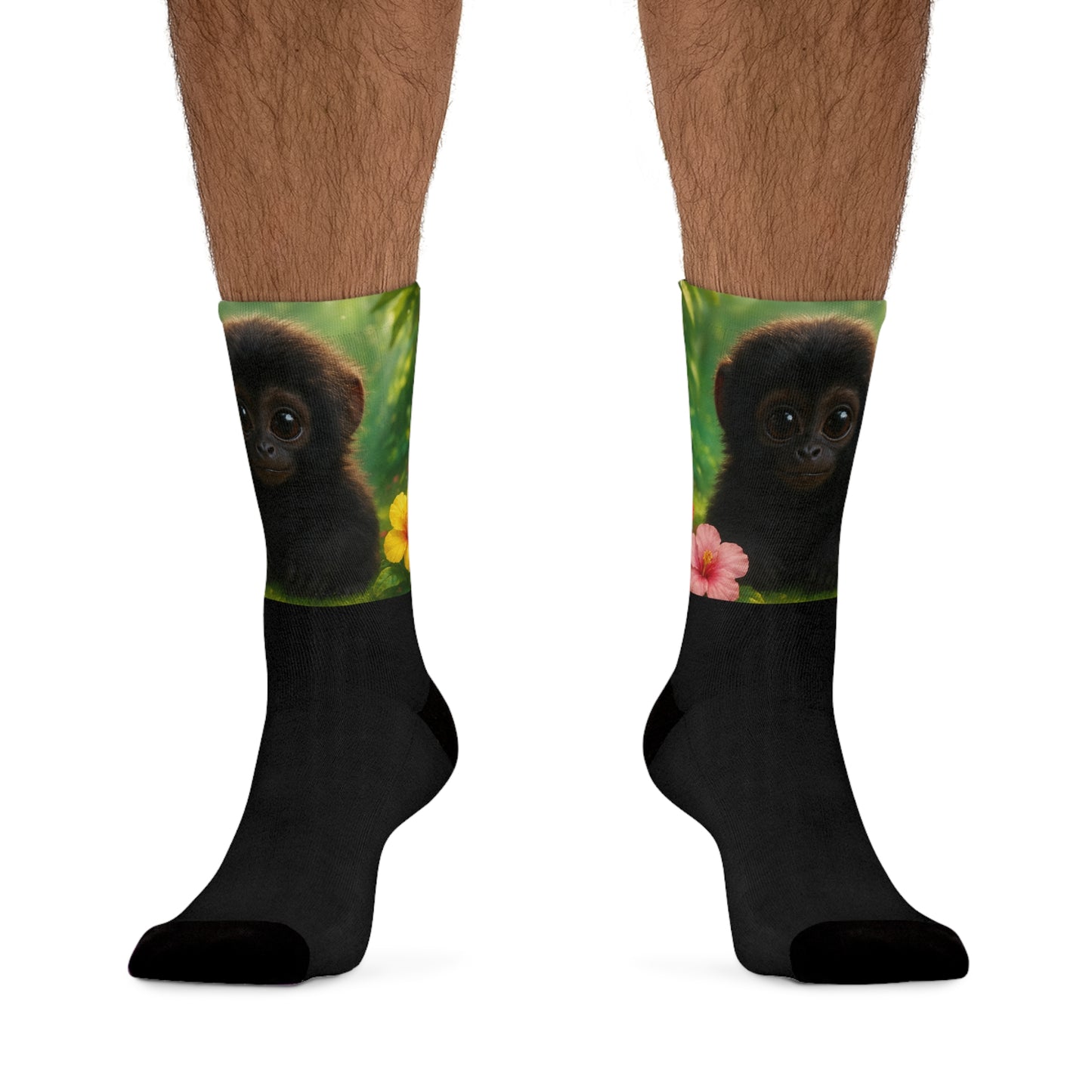 Recycled Poly Socks, Baby Howler Monkey/Black