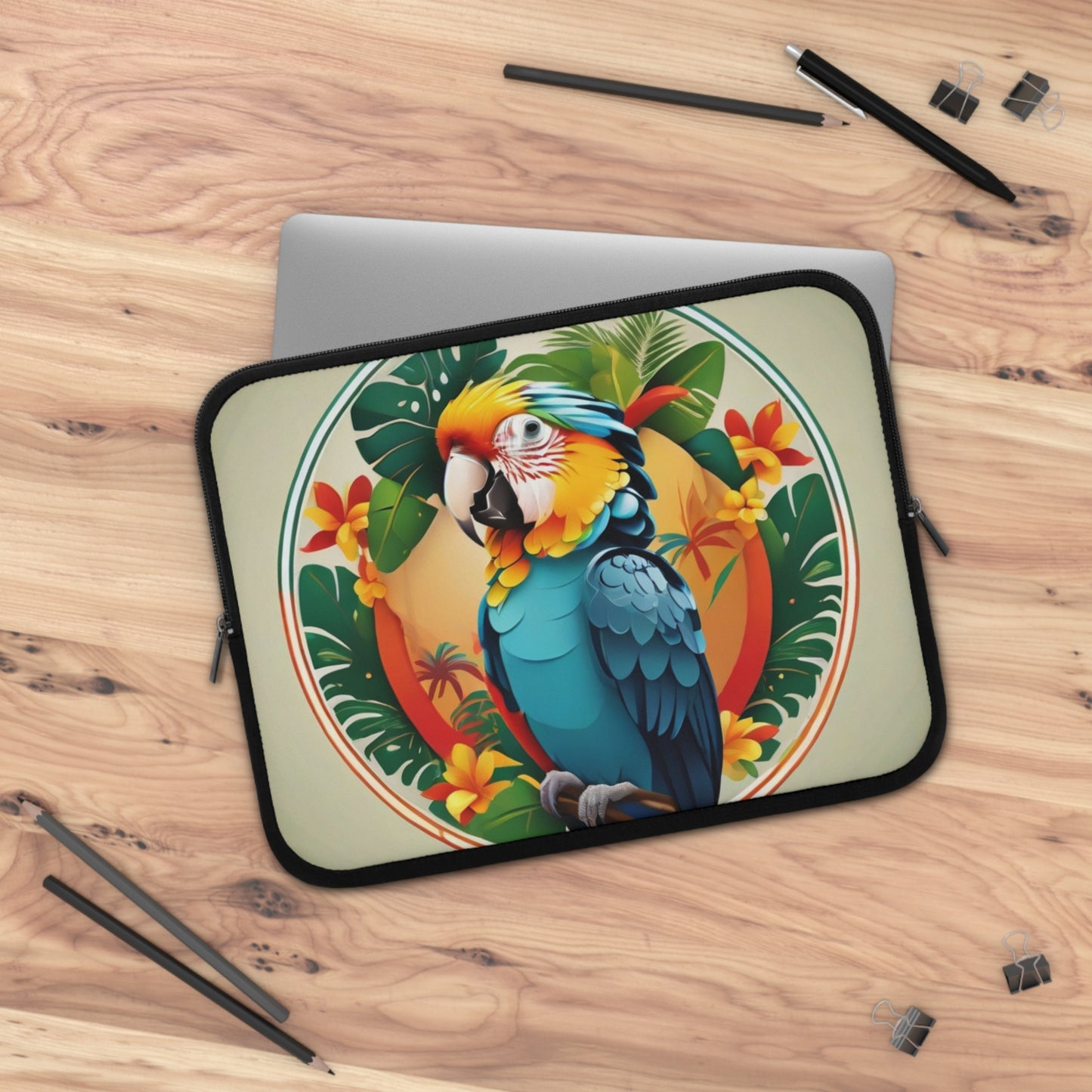 Tropical Laptop Sleeve, 5 Sizes - Perfect for Bird Lovers & Students / My Pet Parrot