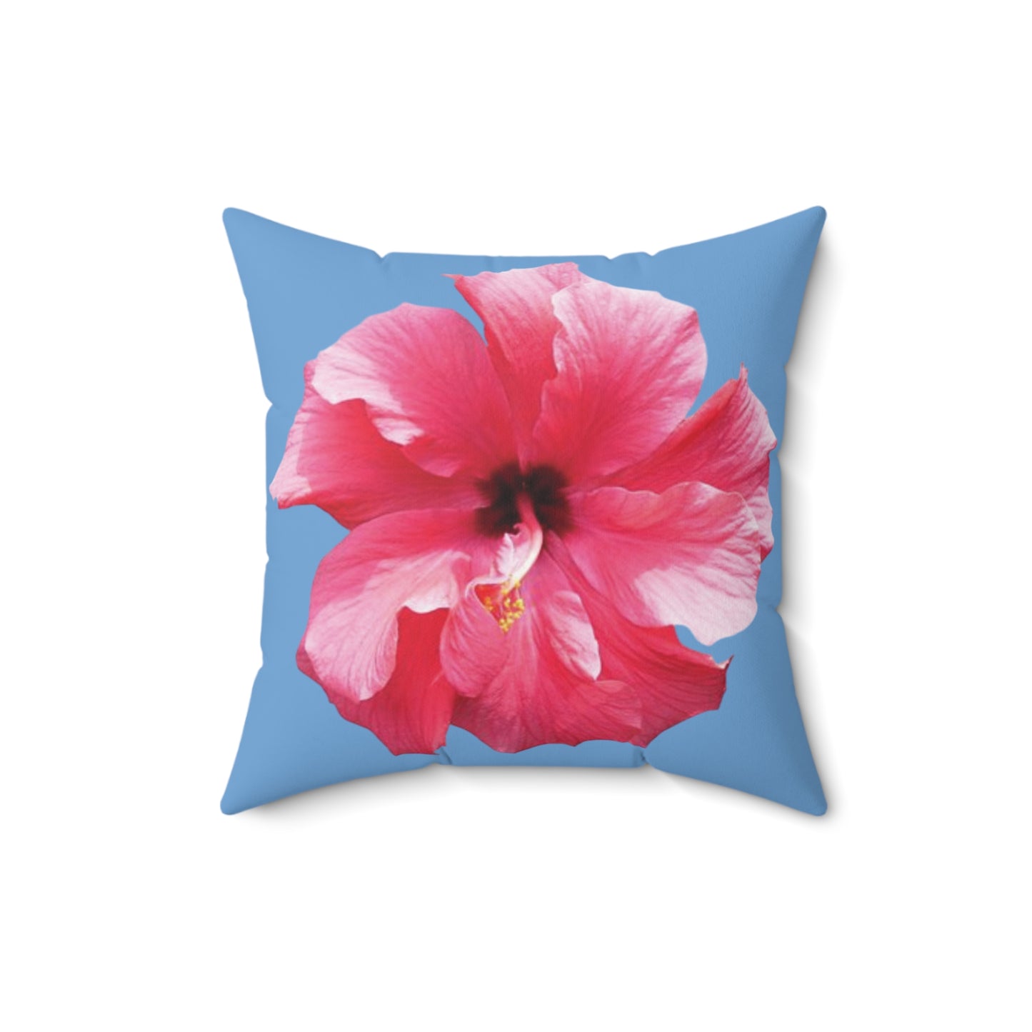 Decorative Pillow - Accent Cushion, 4 Sizes / Photo Pink Hibiscus, Lt. Blue